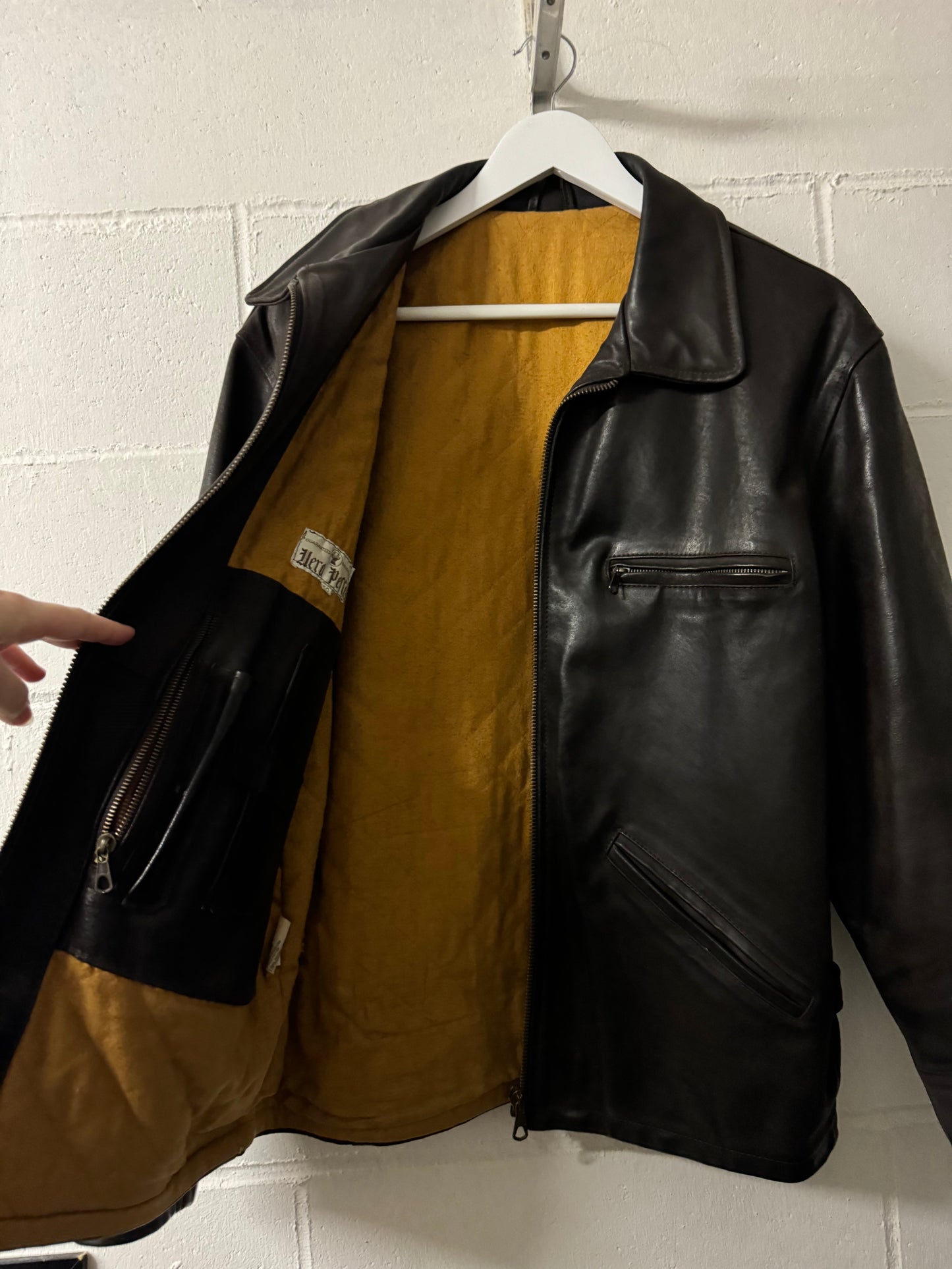 Biker liscio in cuoio testa di moro