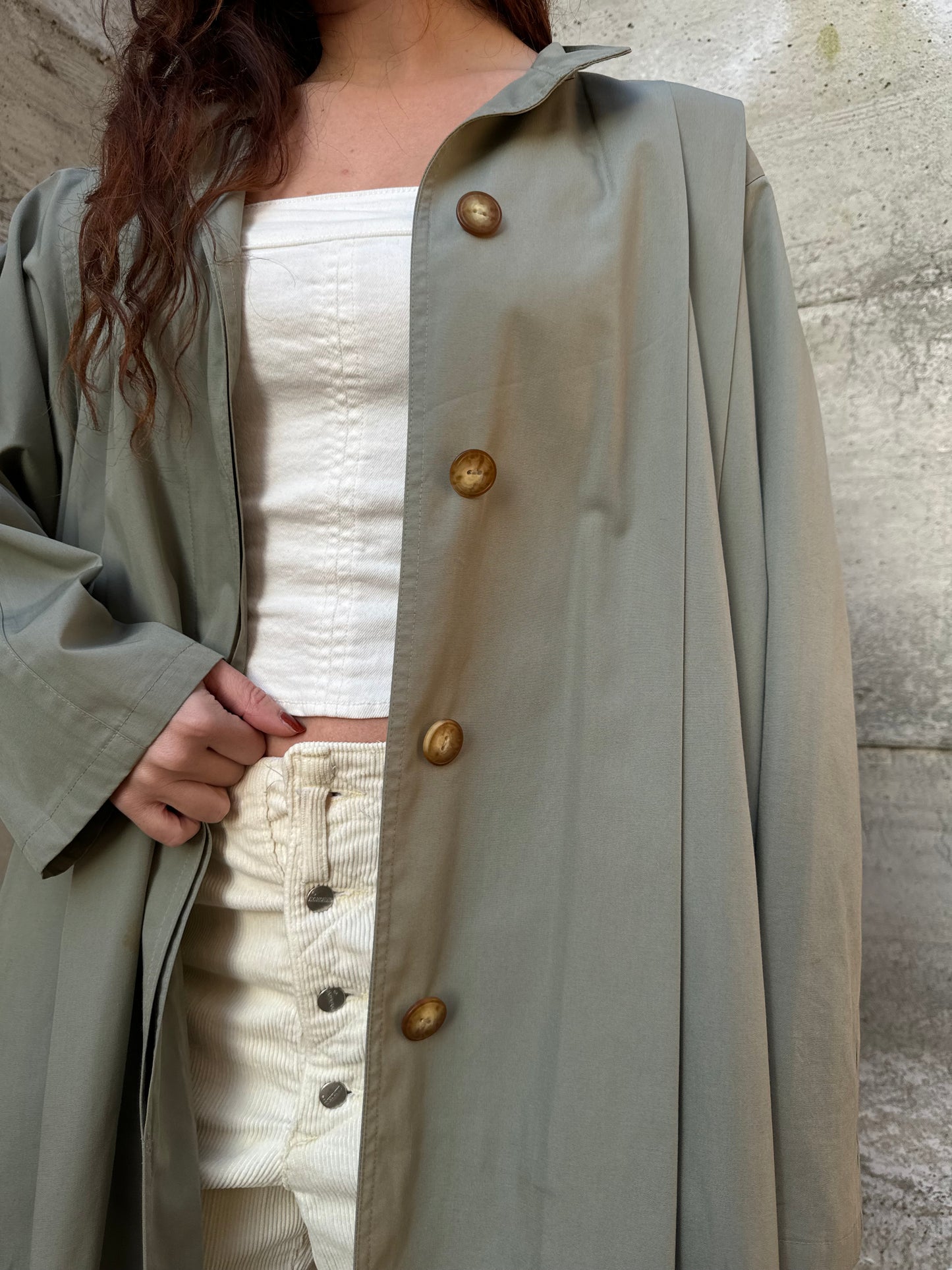 Spolverino sartoriale Mascoff in cotone verde salvia