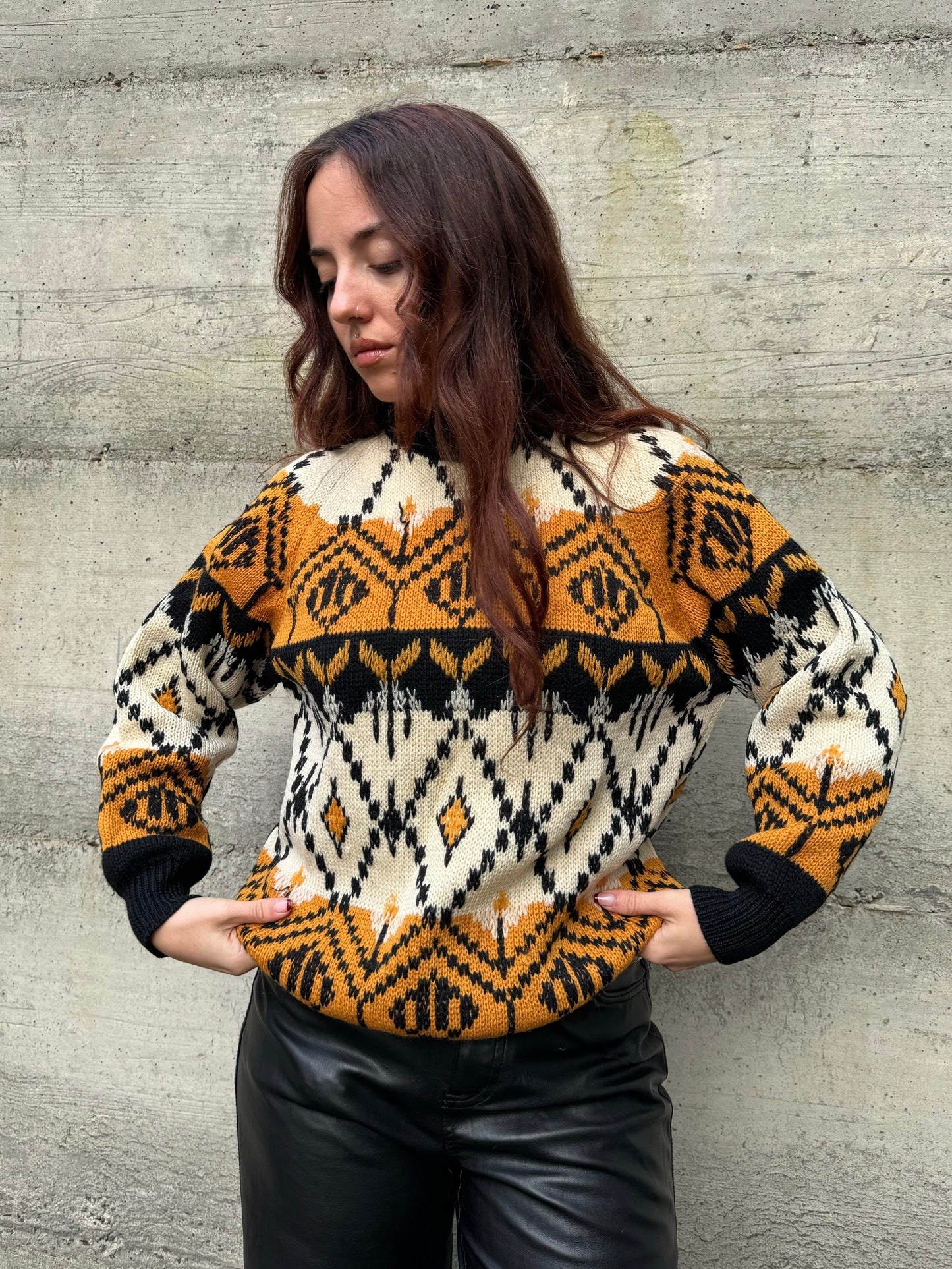 Maglione unisex girocollo 80s in 100% lana