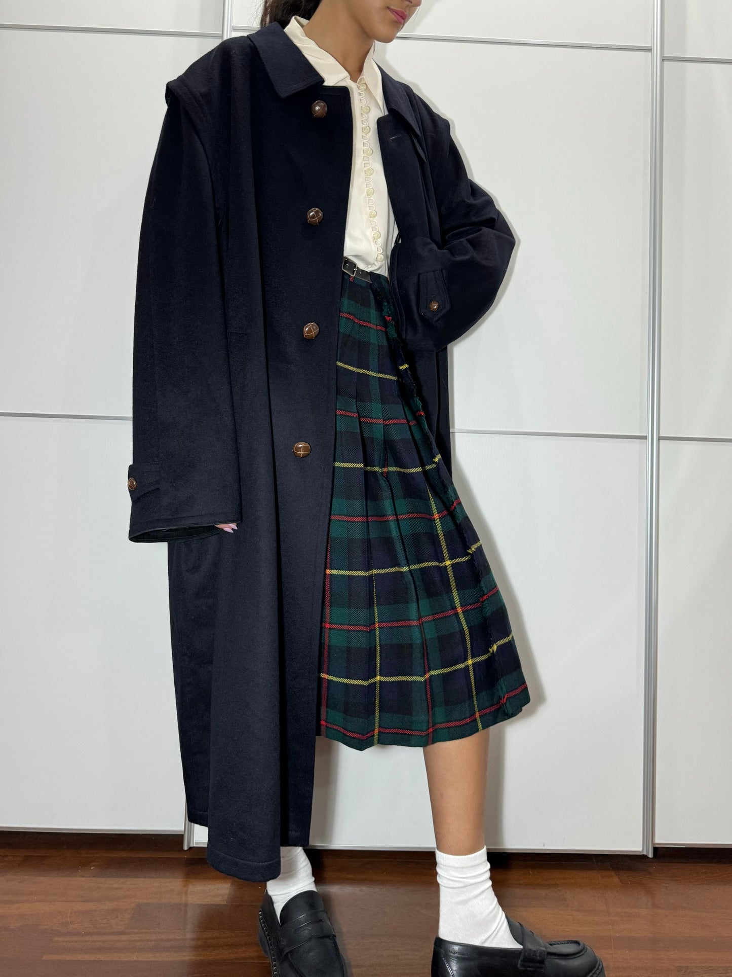 Classico cappotto Loden blu notte in misto lana vergine e alpaca