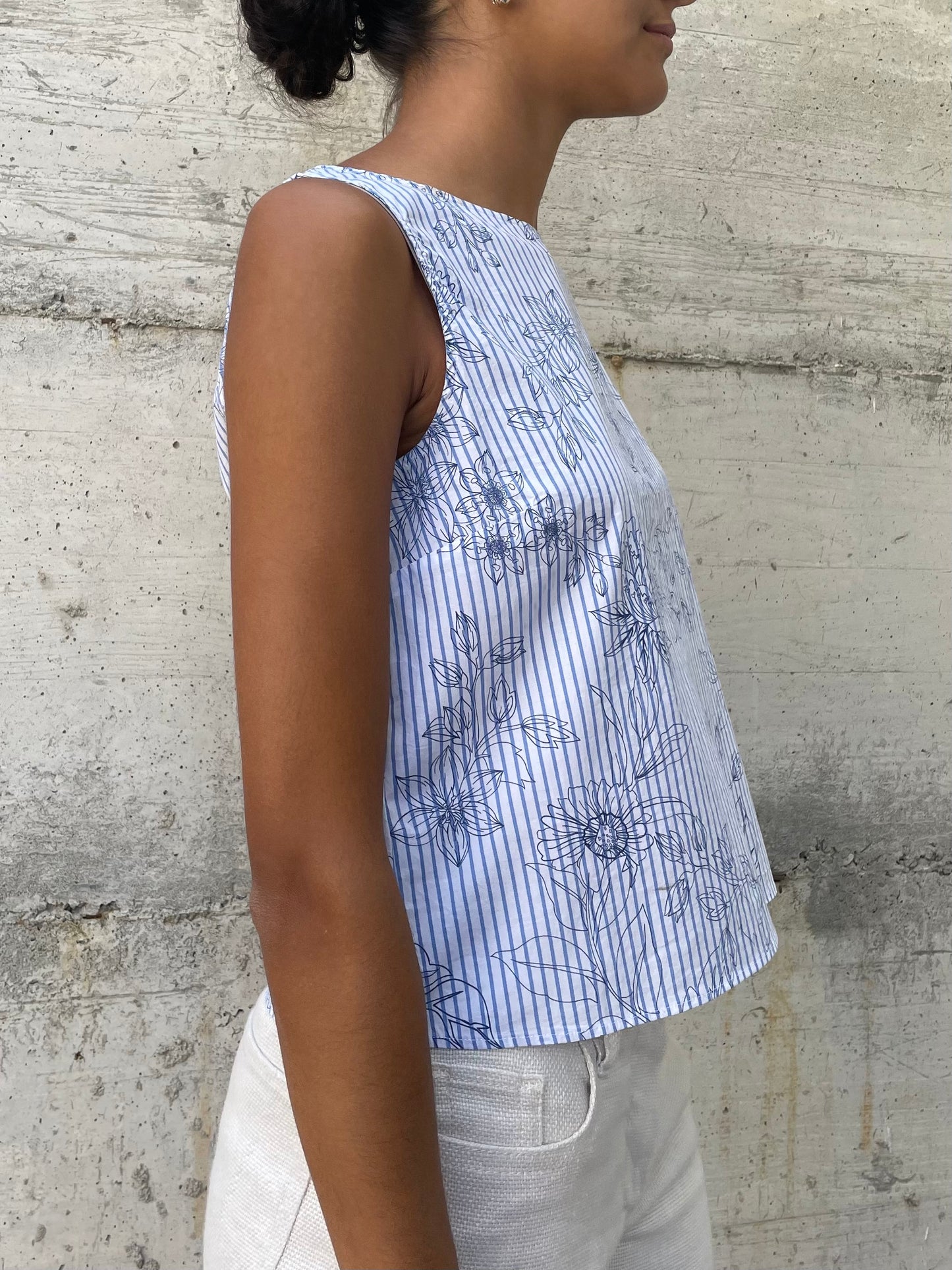 Top cropped in cotone vichy e pattern - taglia S/M