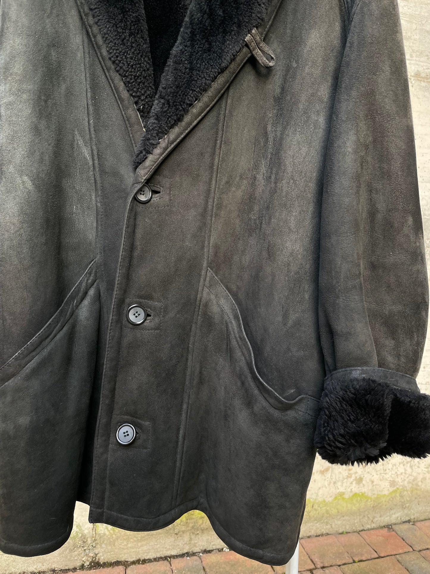 Montone originale Shearling nero scamosciato - taglia L uomo