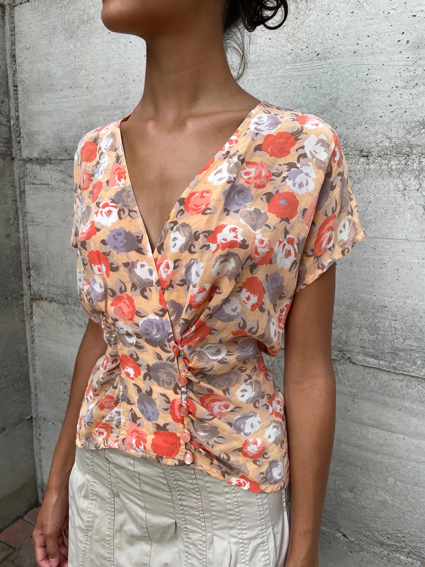 Blusa sartoriale 100% seta con bottoni Valentino originali - taglia S/M