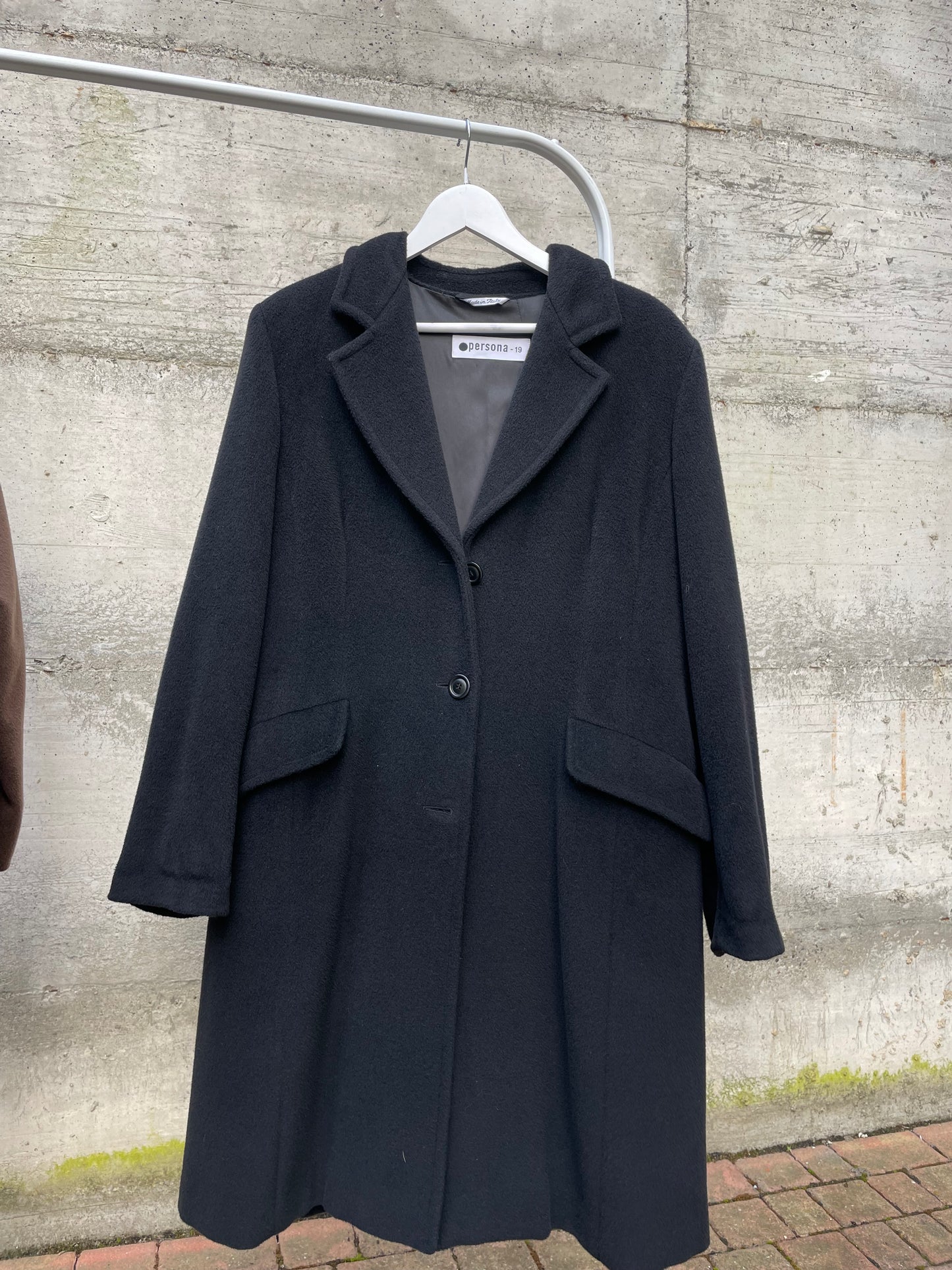 Cappotto nero Marina Rinaldi in misto lana e cashmere