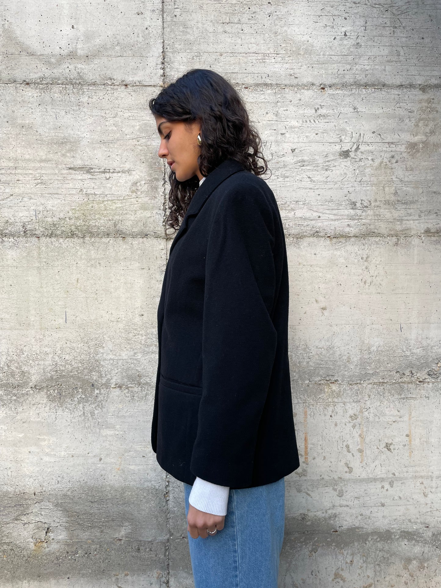 Blazer sartoriale nero doppiopetto in lana