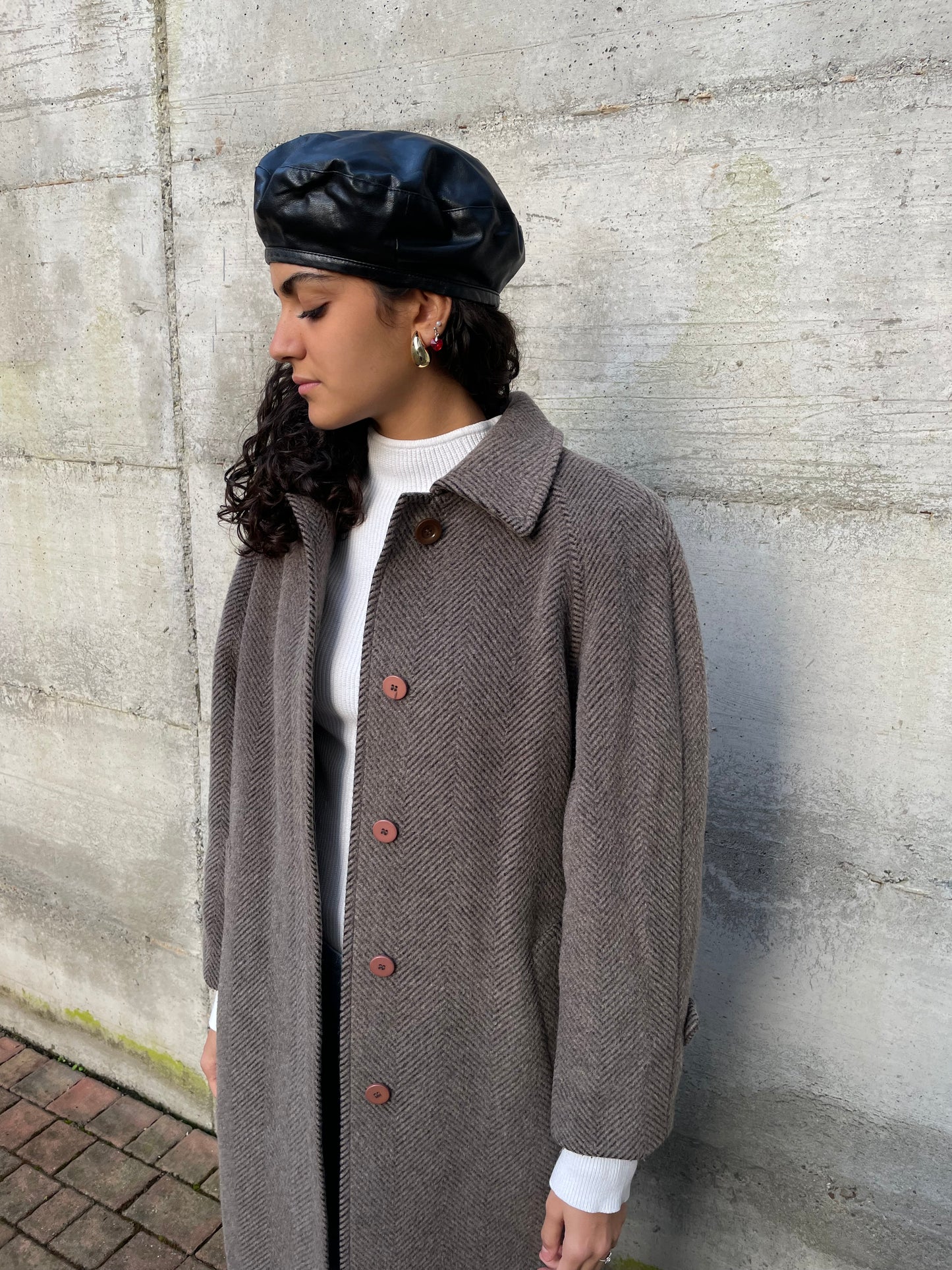 Cappotto monopetto sartoriale spigato in lana