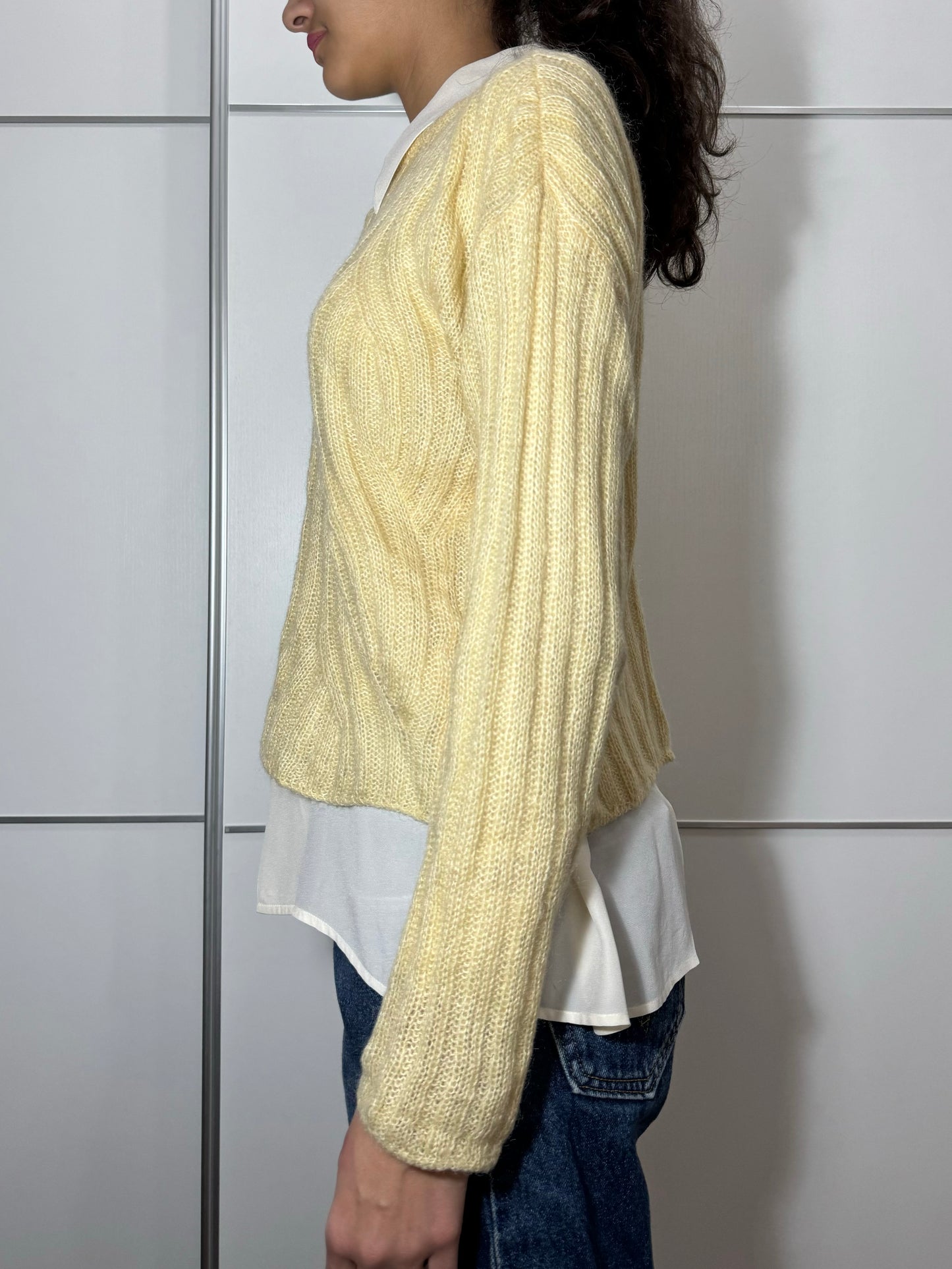 Maglioncino girocollo crochet in lana