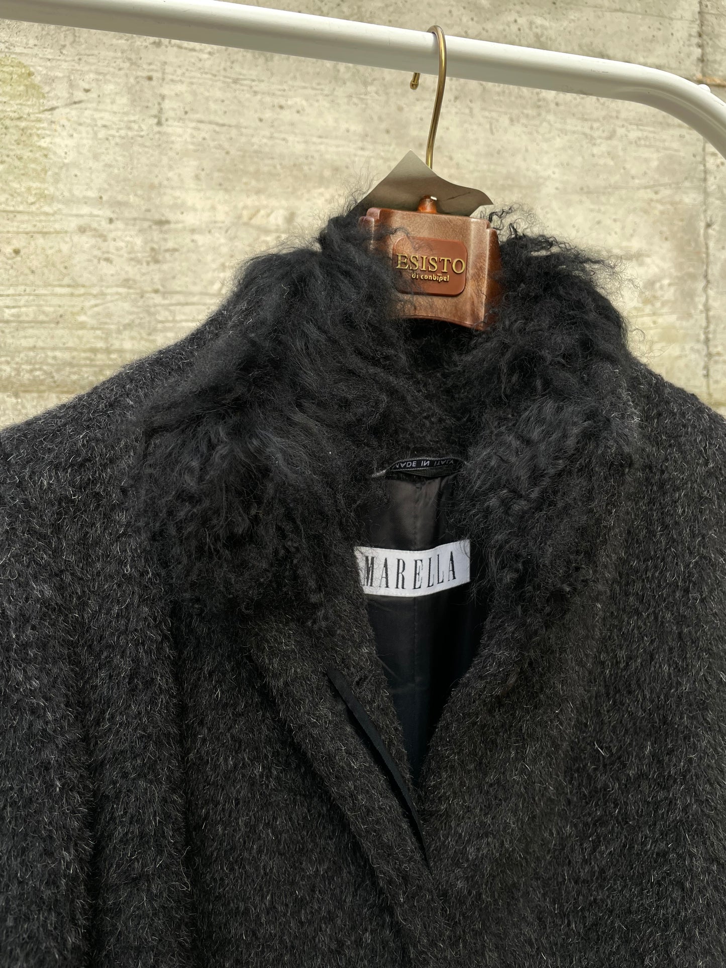 Cappotto Marella in misto alpaca e lana vergine, colletto e polsini in pelo di capra