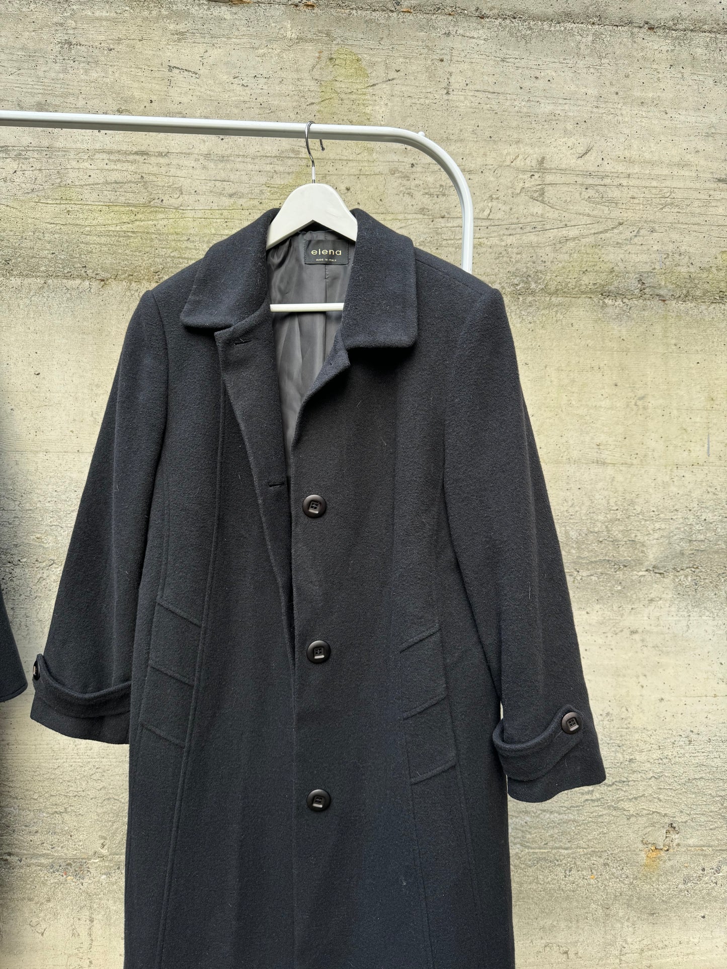 Cappotto sartoriale donna monopetto nero, in misto lana e cashmere