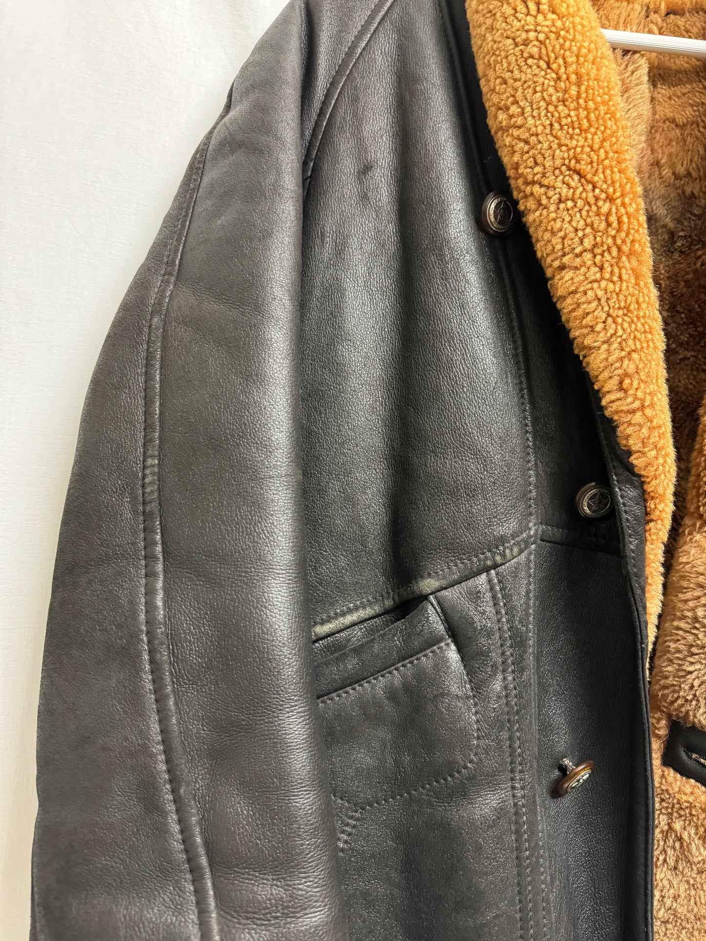 Bomber in montone Shearling testa di moro, taglia 48it uomo