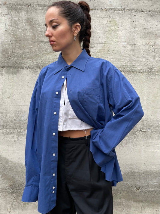 Camicia blu chino Aldo Colitti 100% cotone, taglia M uomo