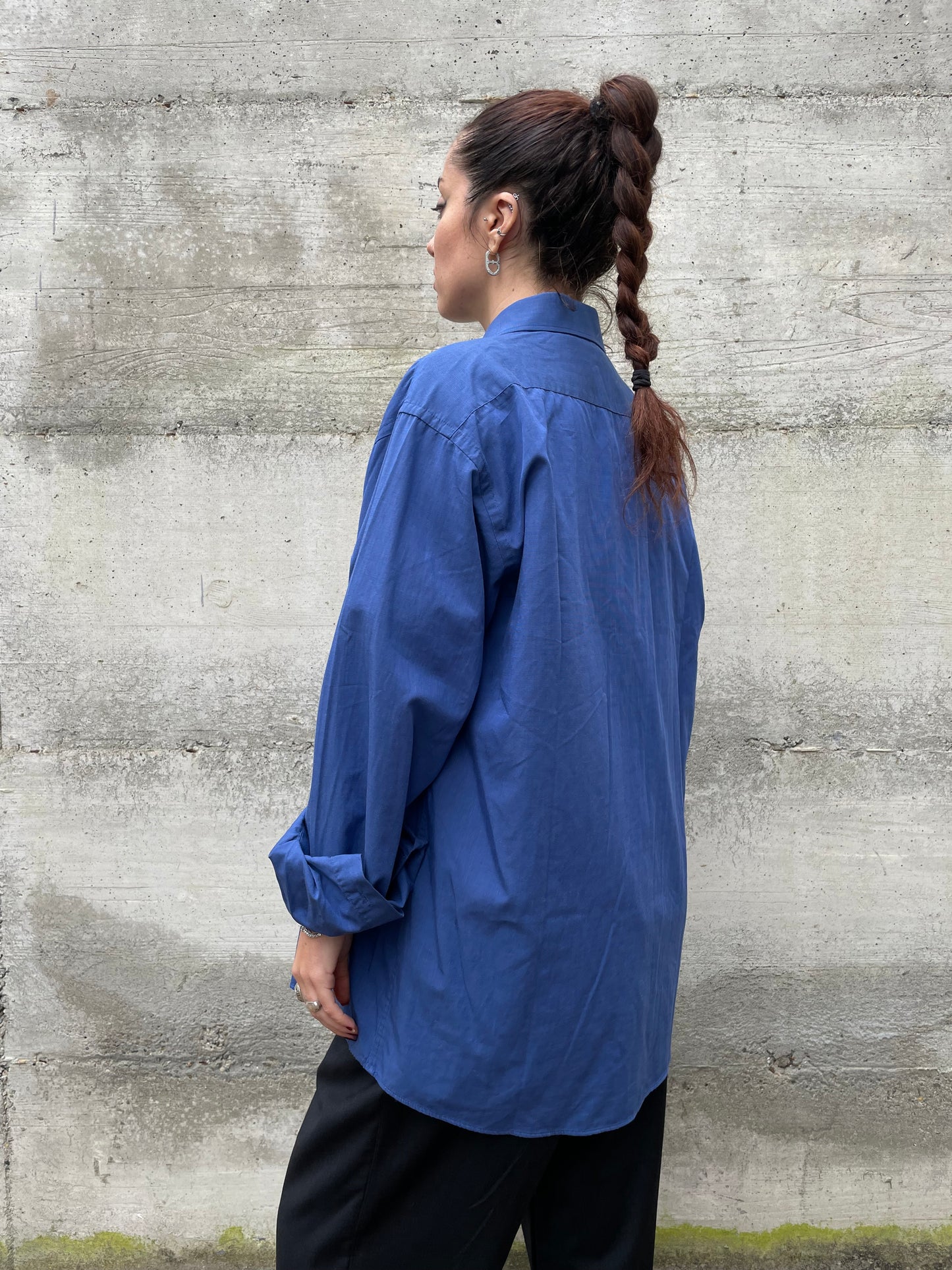 Camicia blu chino Aldo Colitti 100% cotone, taglia M uomo