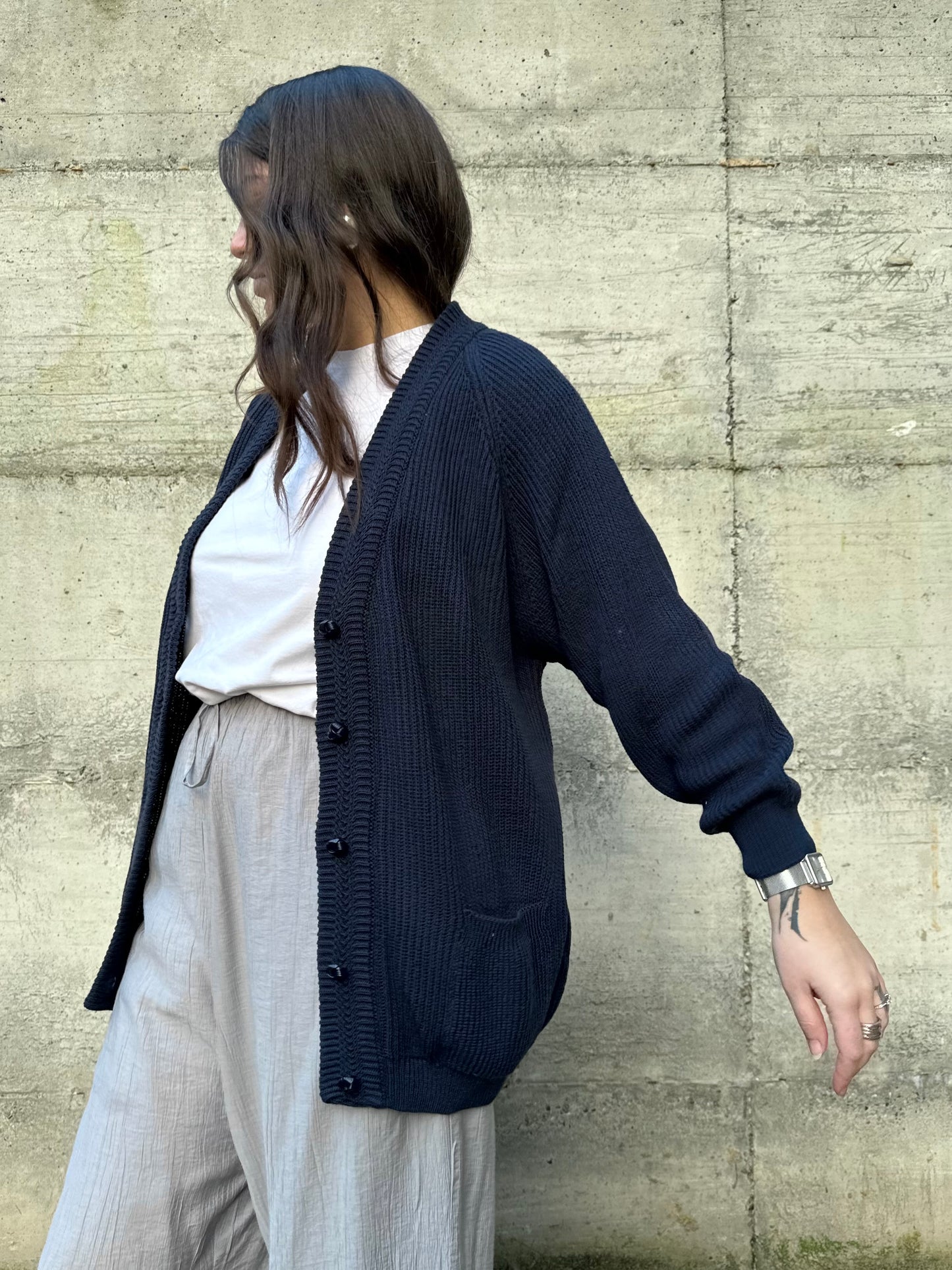 Cardigan donna tricot blu notte