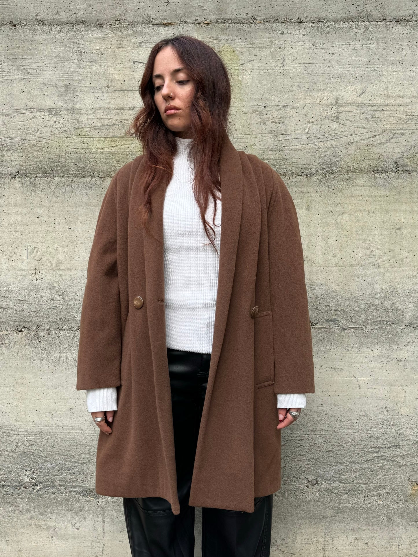 Cappottino doppiopetto cioccolato 80% lana