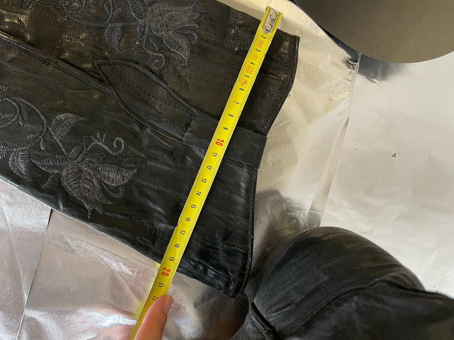 EU 41 - Texano vintage alto, vera pelle, punta arrotondata, tacco basso