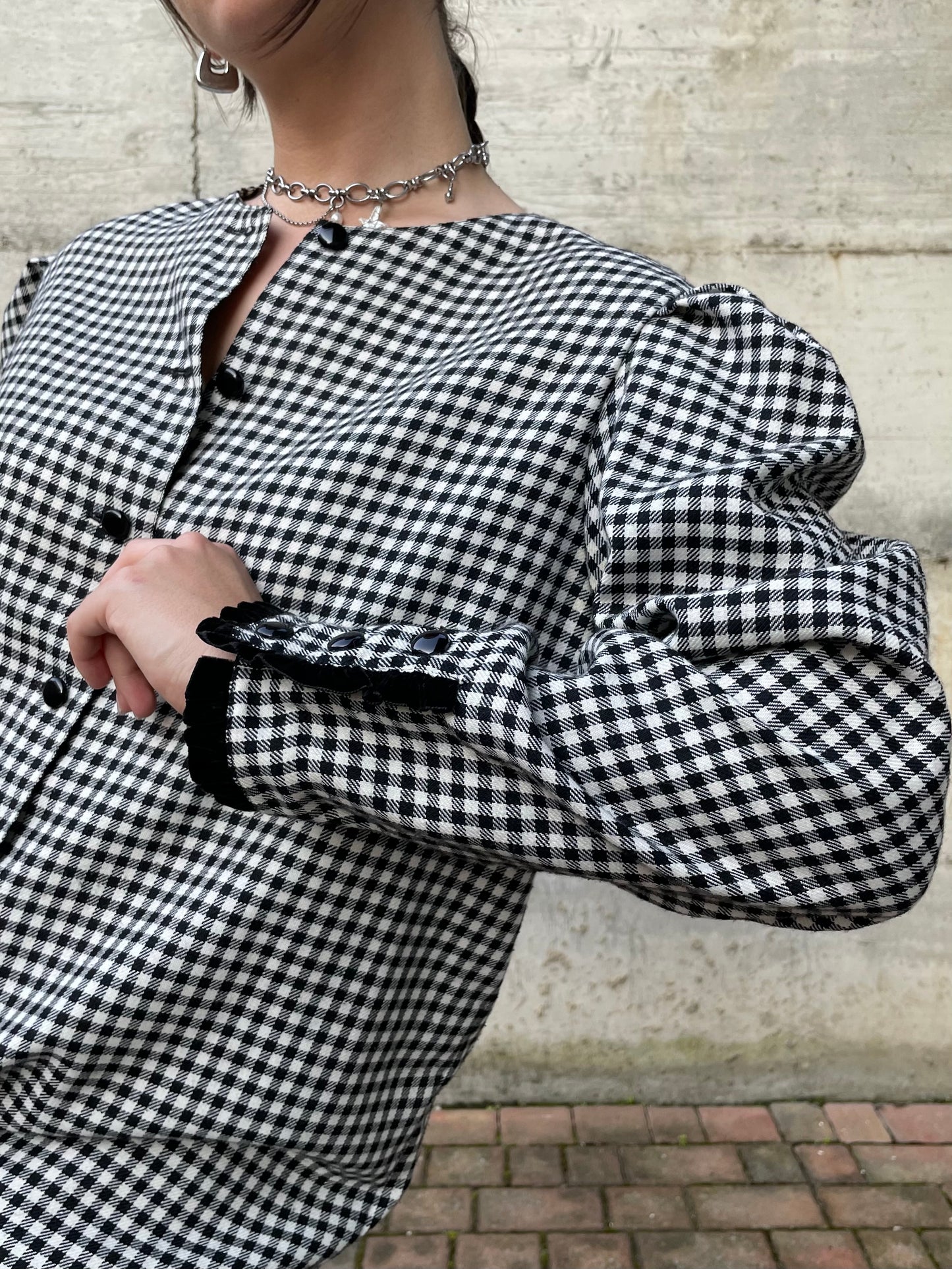 Vestito midi vichy bianco e nero Luisa Spagnoli - M/L