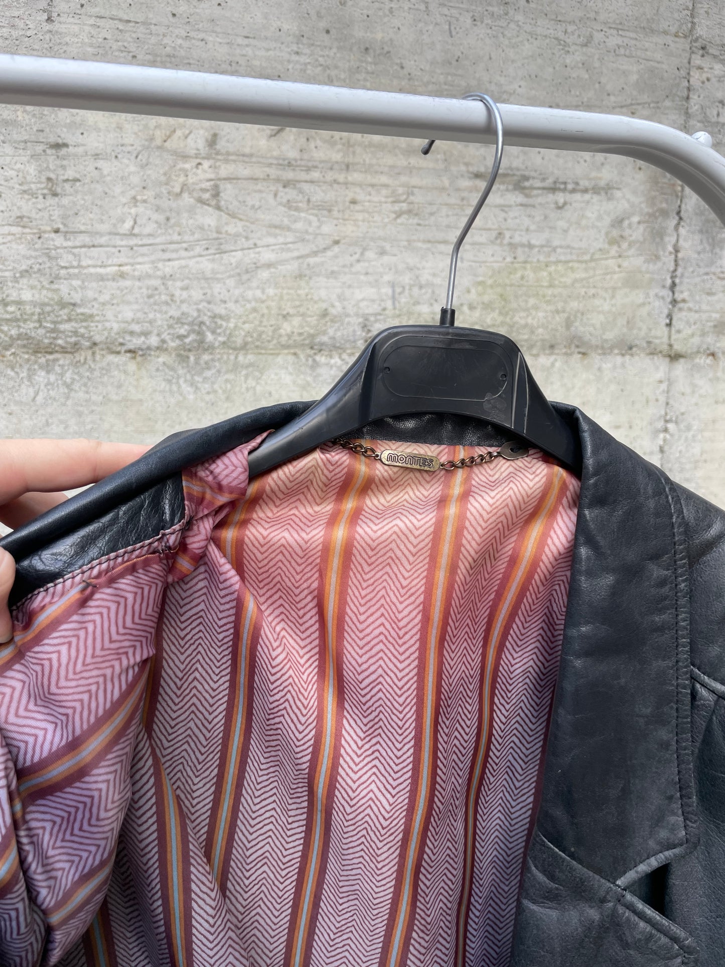 Giacca vera pelle nera 80s liscia