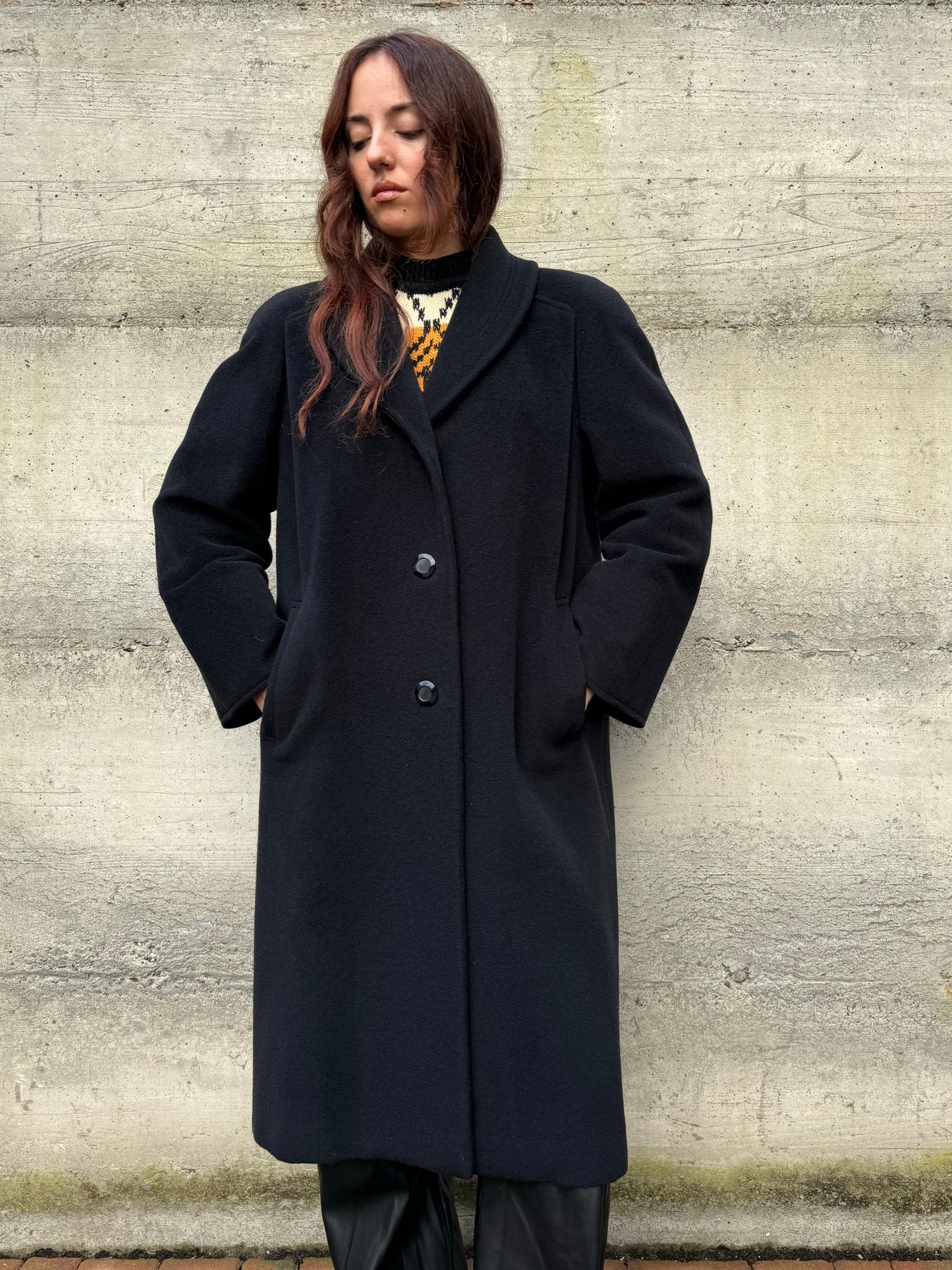 Cappotto donna sartoriale 100% lana vergine merino Marzotto e fodera in cupro Bemberg. Taglia 42it