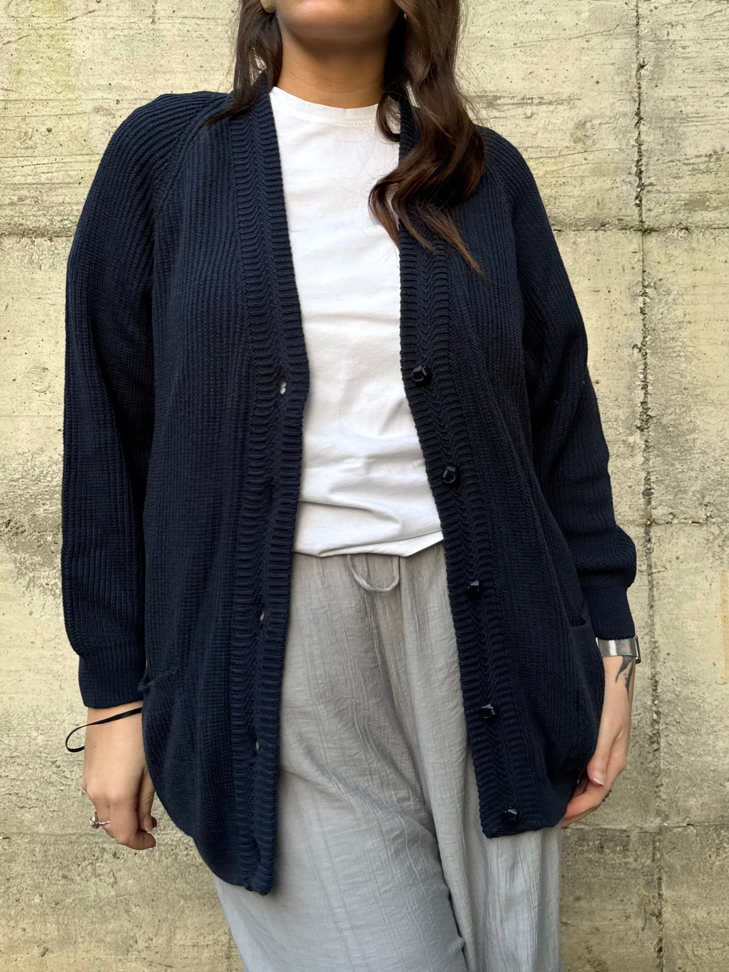 Cardigan donna tricot blu notte