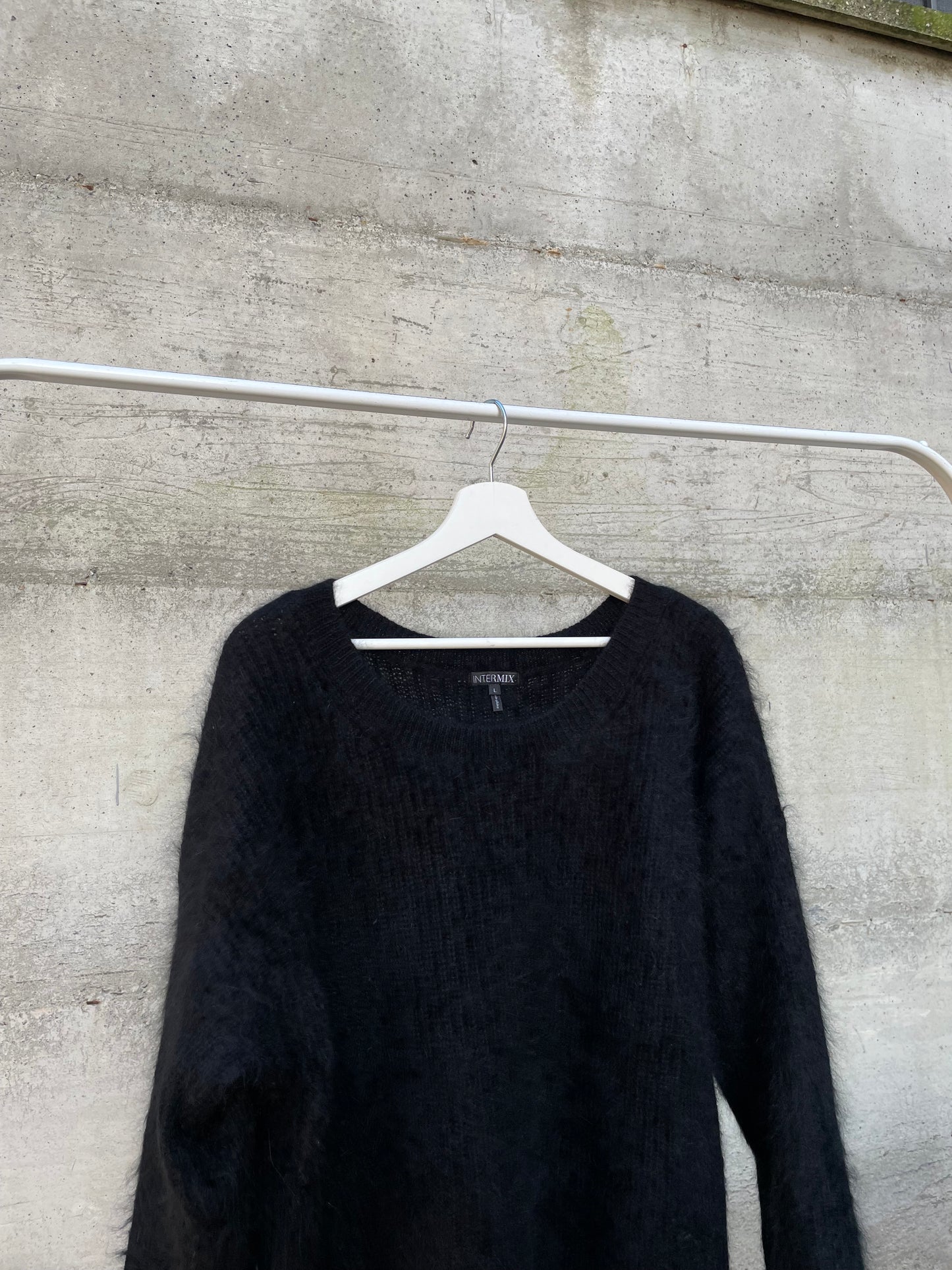 Maxi maglione nero in lana d'angora - taglia unica