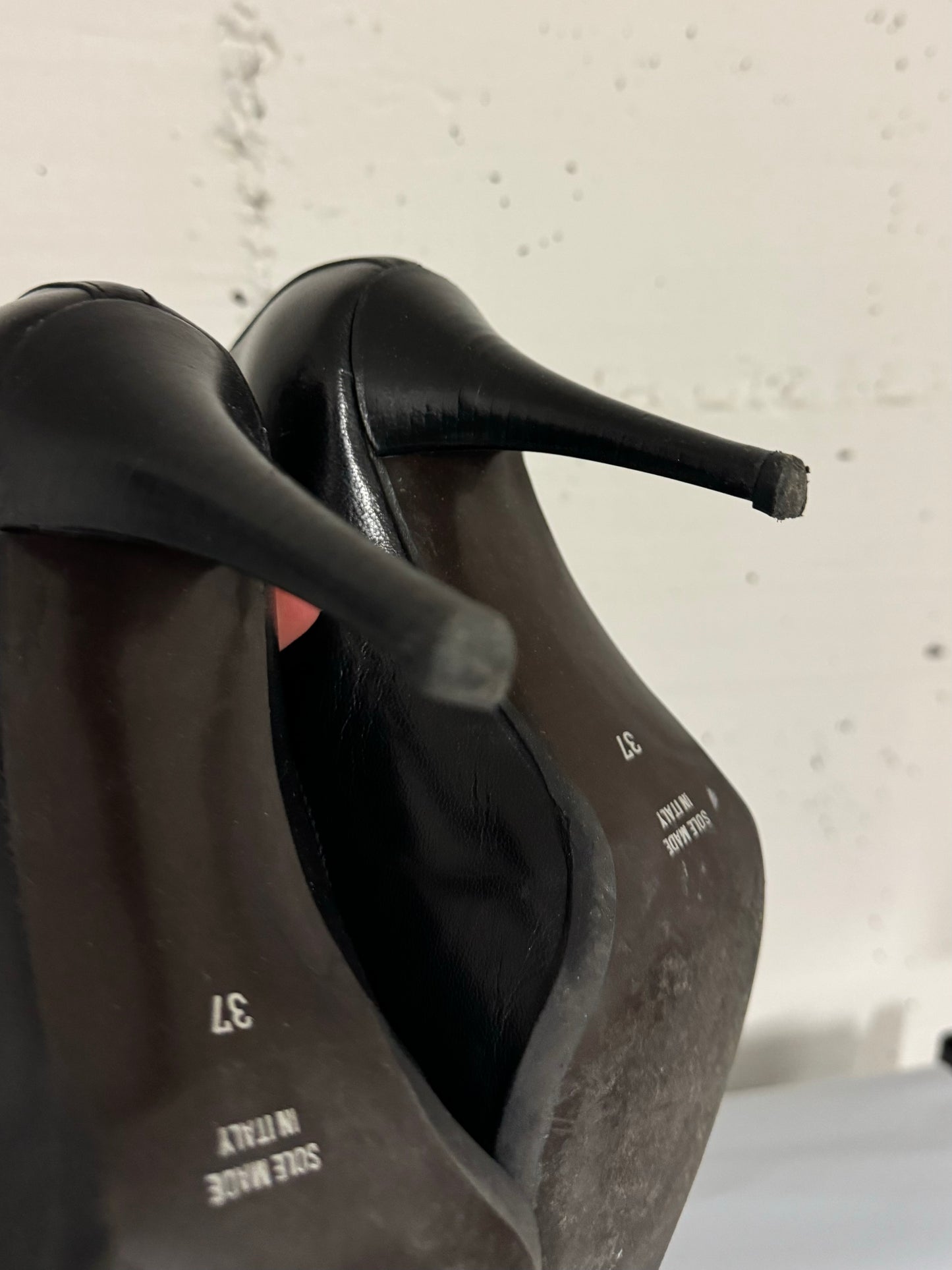 Decolletè vintage in vera pelle nere con fibbia, eu37