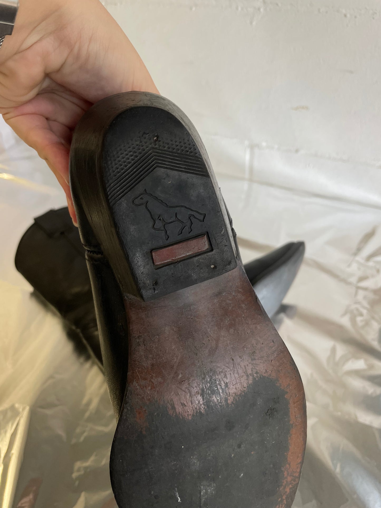 EU 39 - Texano vintage vera pelle nero, originale americano