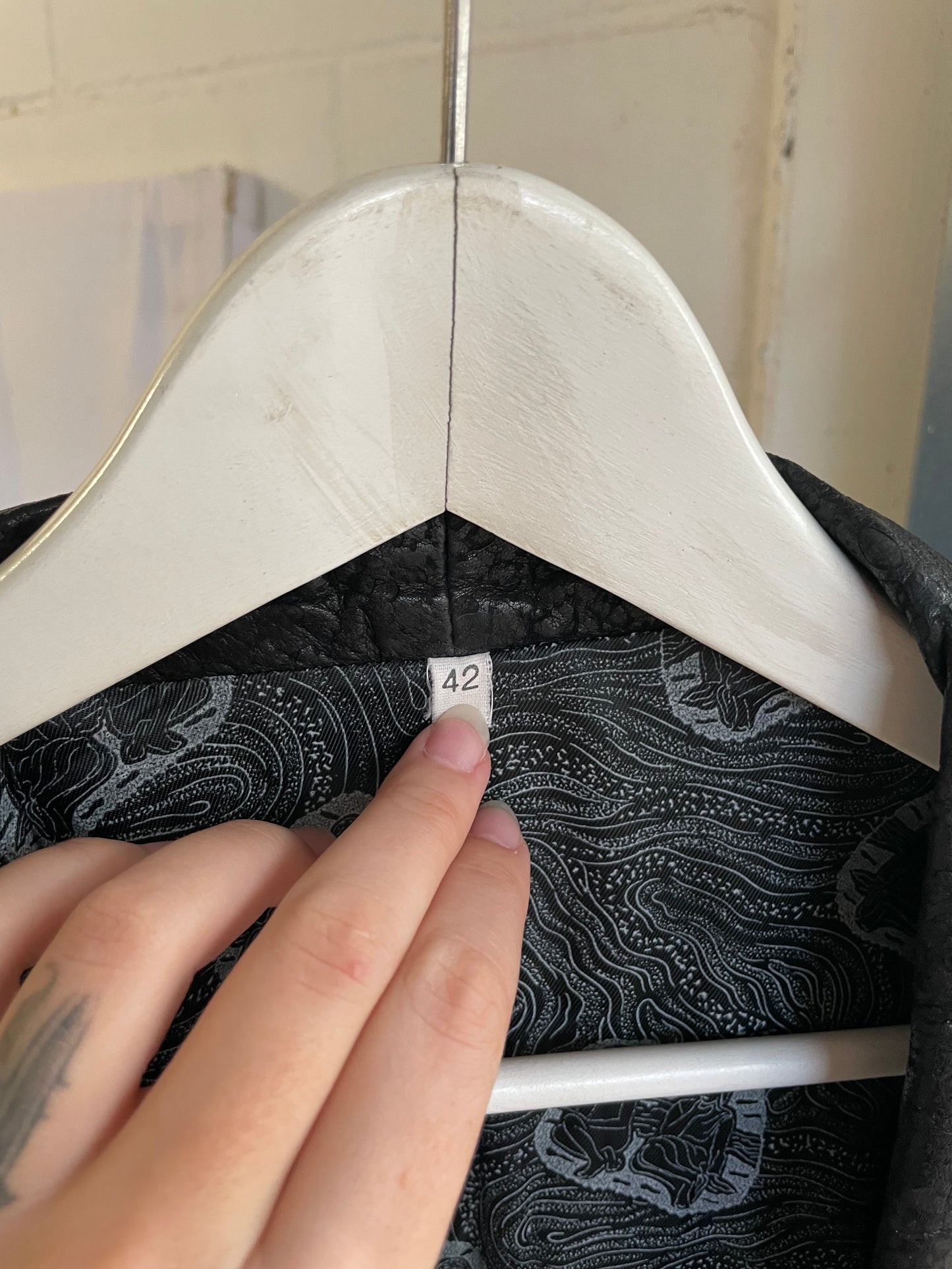 Giacca 80s lavorata in vera pelle nera - taglia M