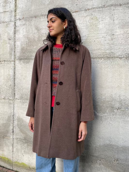 Cappotto corto cioccolato sartoriale, 80% lana 20% cashmere
