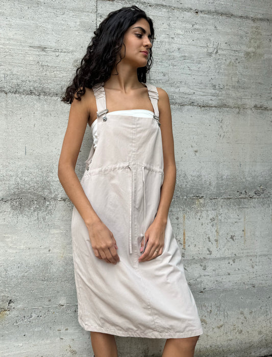 Salopette gonna midi in cotone sabbia taglia 44it