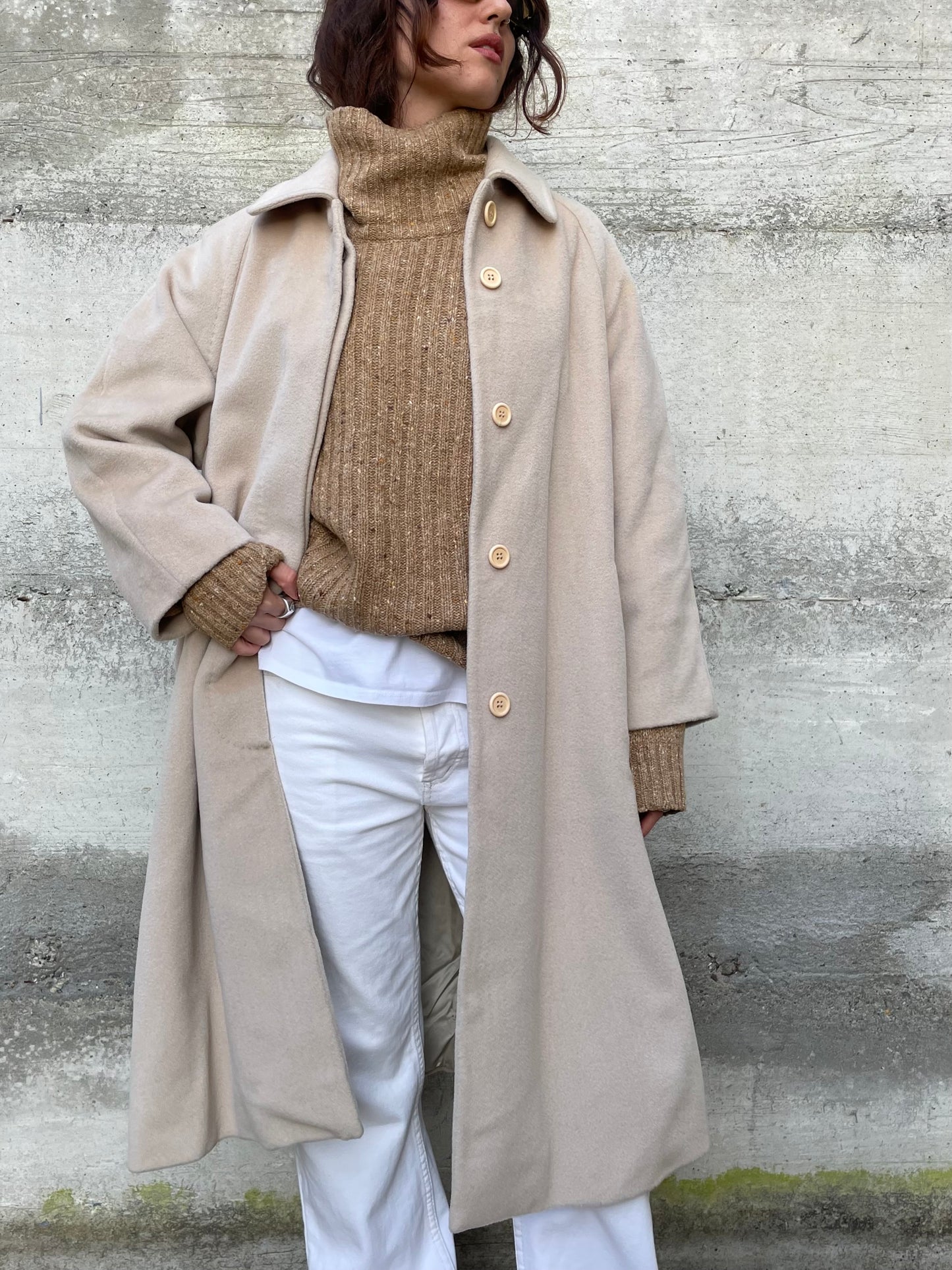 Cappotto sartoriale avorio in pura lana