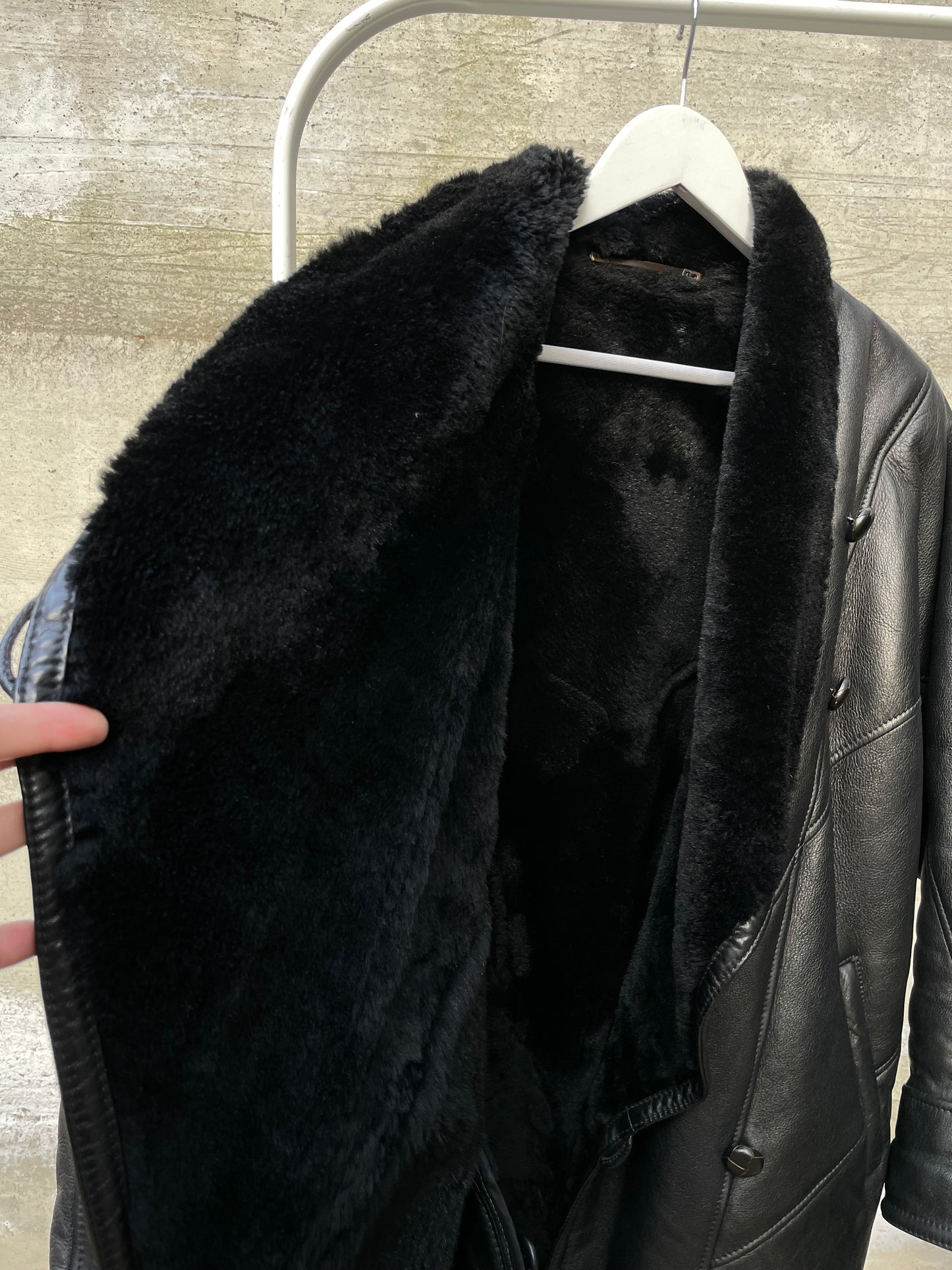 Montone donna originale Shearling 80s, esterno in pelle e interno a pelo raso, in rara taglia piccola