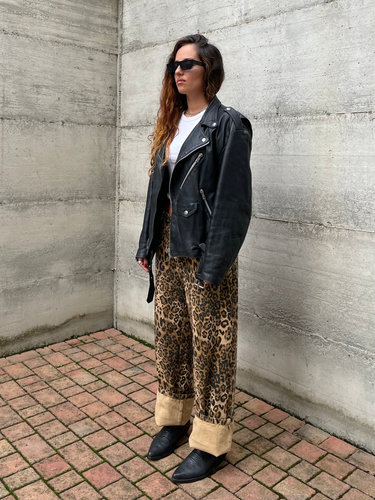 Chiodo vintage vera pelle nero, in nappa leggera, taglia XL