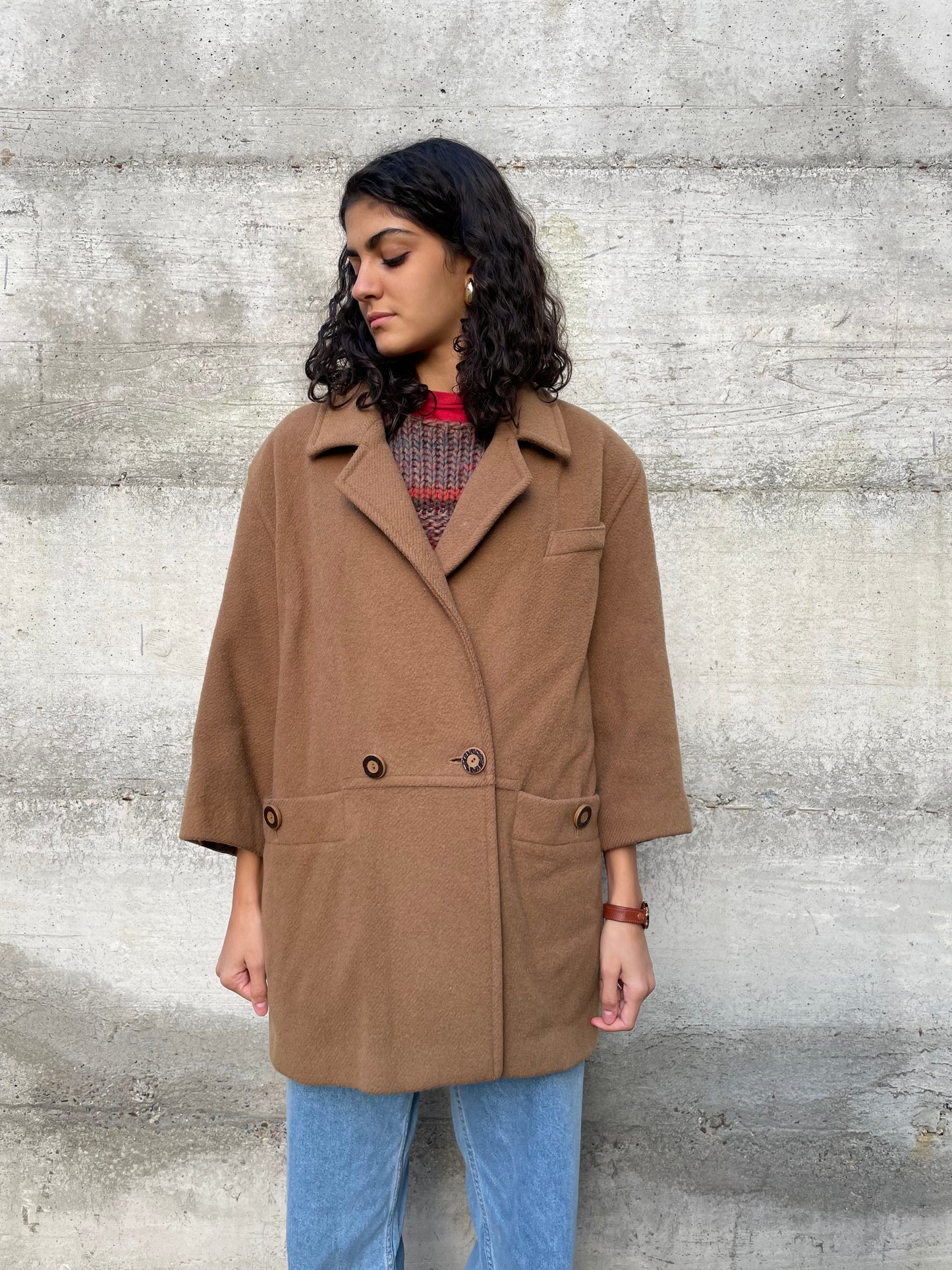 Caban sartoriale biscotto in pura lana