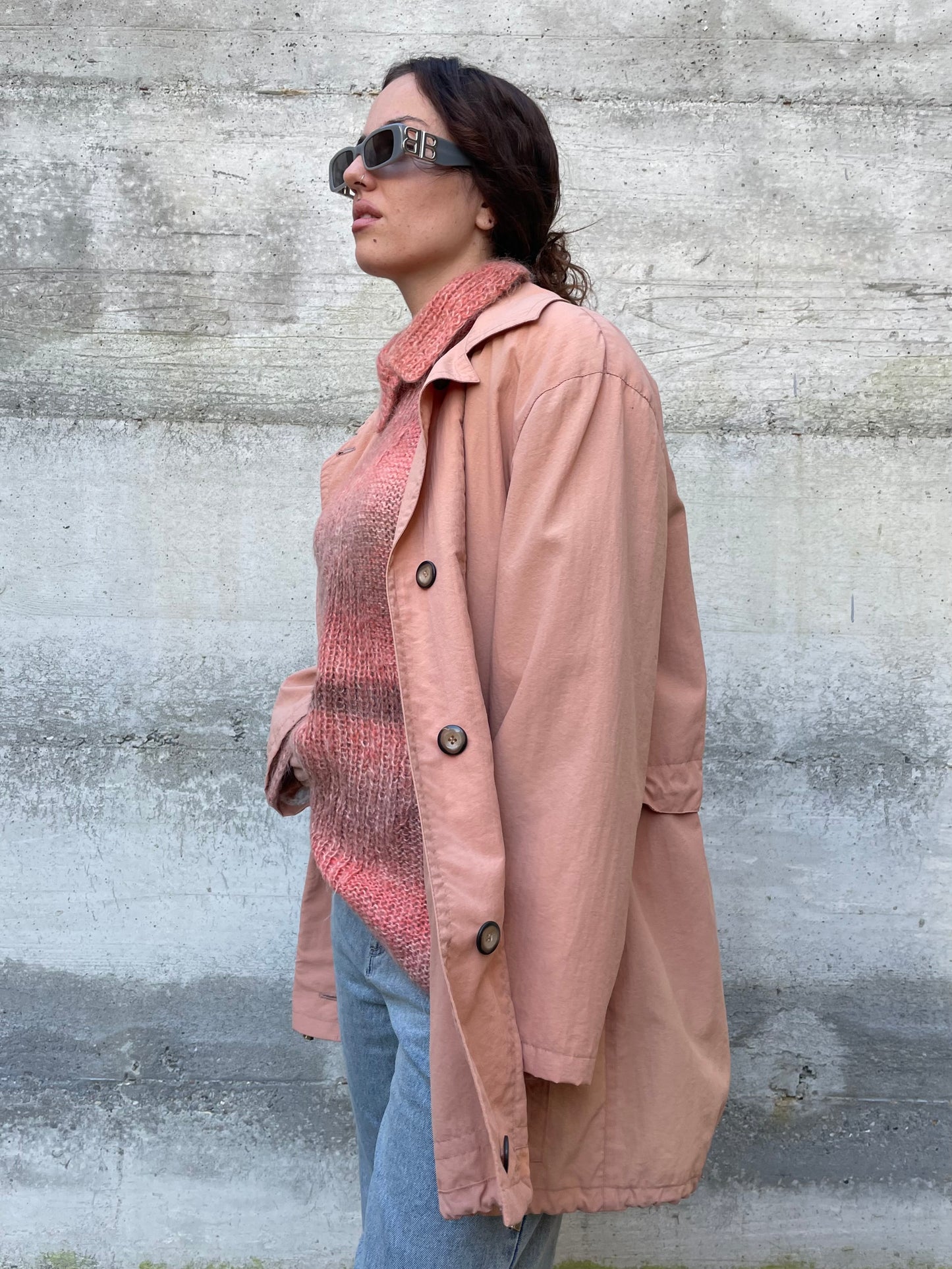 Giacca a vento foderata con coulisse rosa salmone