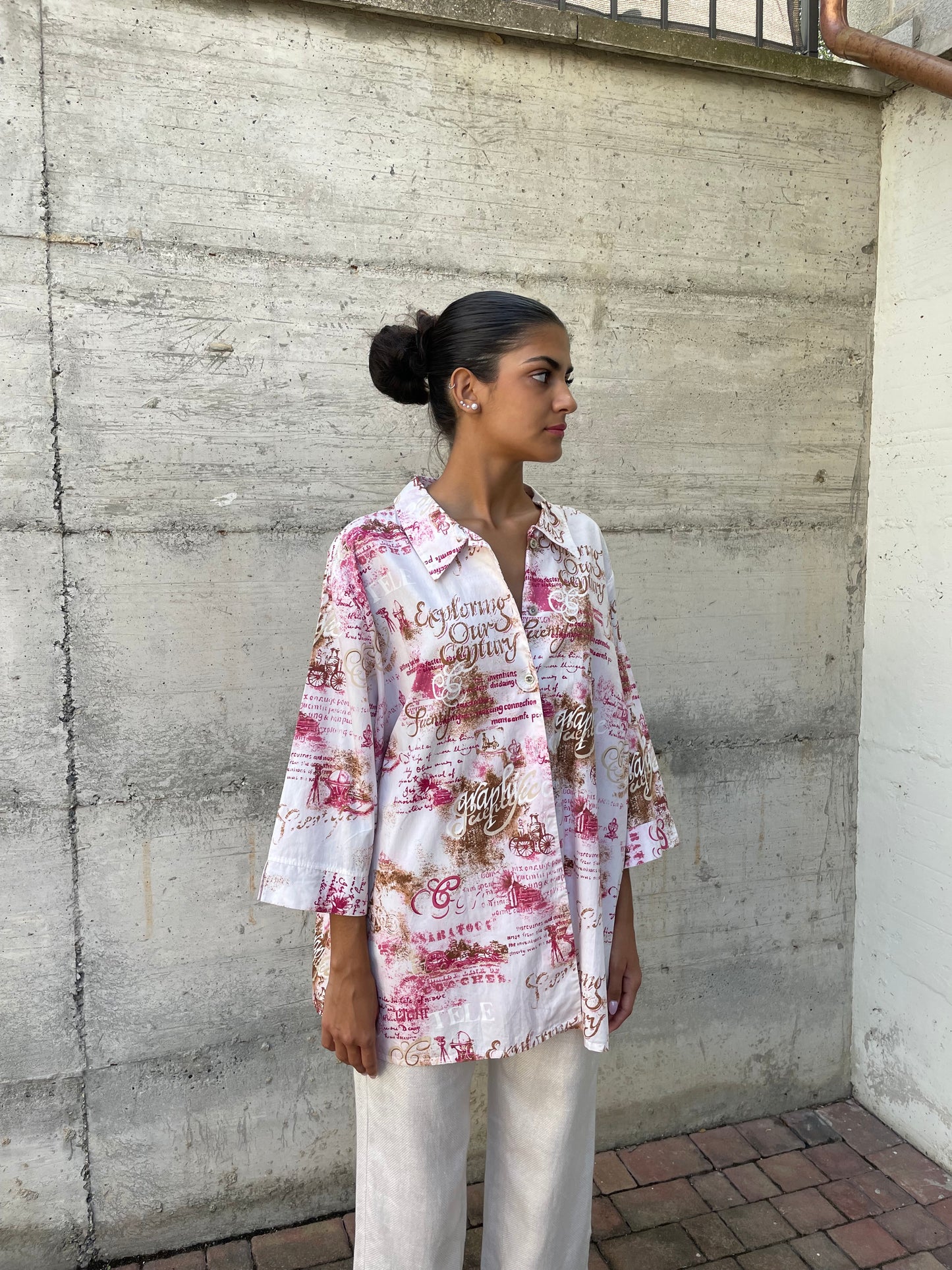 Maxi camicia kimono fantasia 100% cotone, taglia unica