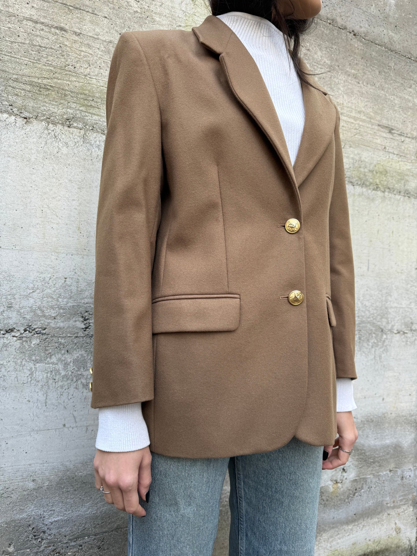 Blazer sartoriale donna in misto lana e cashmere con bottoni dorati