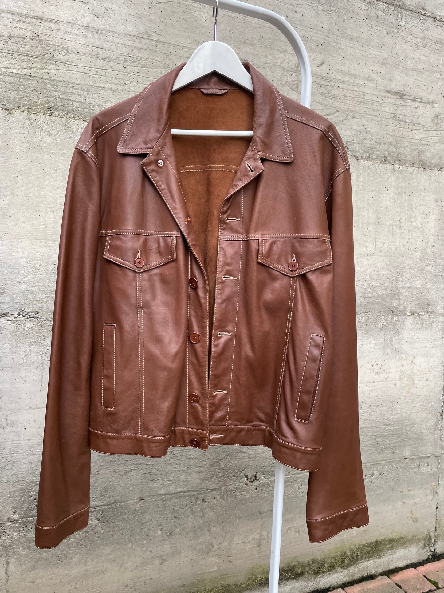 Giacca in nappa leggera marrone - taglia L uomo