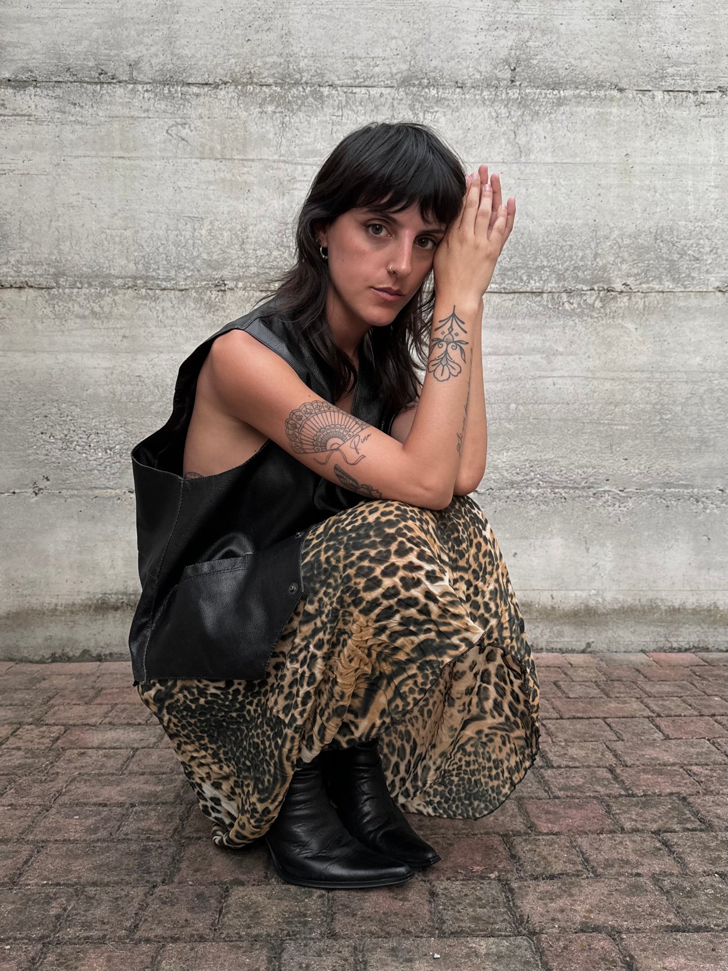 Gonna Y2K leo in crepe di viscosa