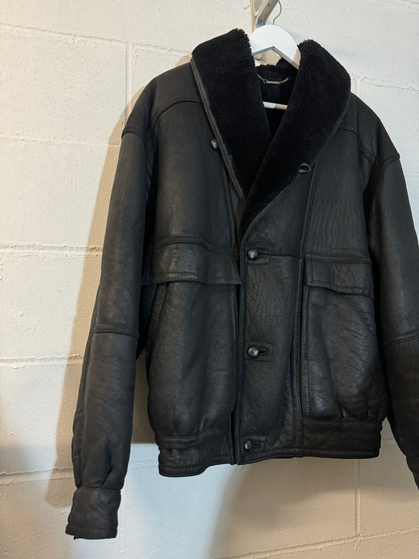 Bomber aviator Shearling nero taglia 48it uomo (S)