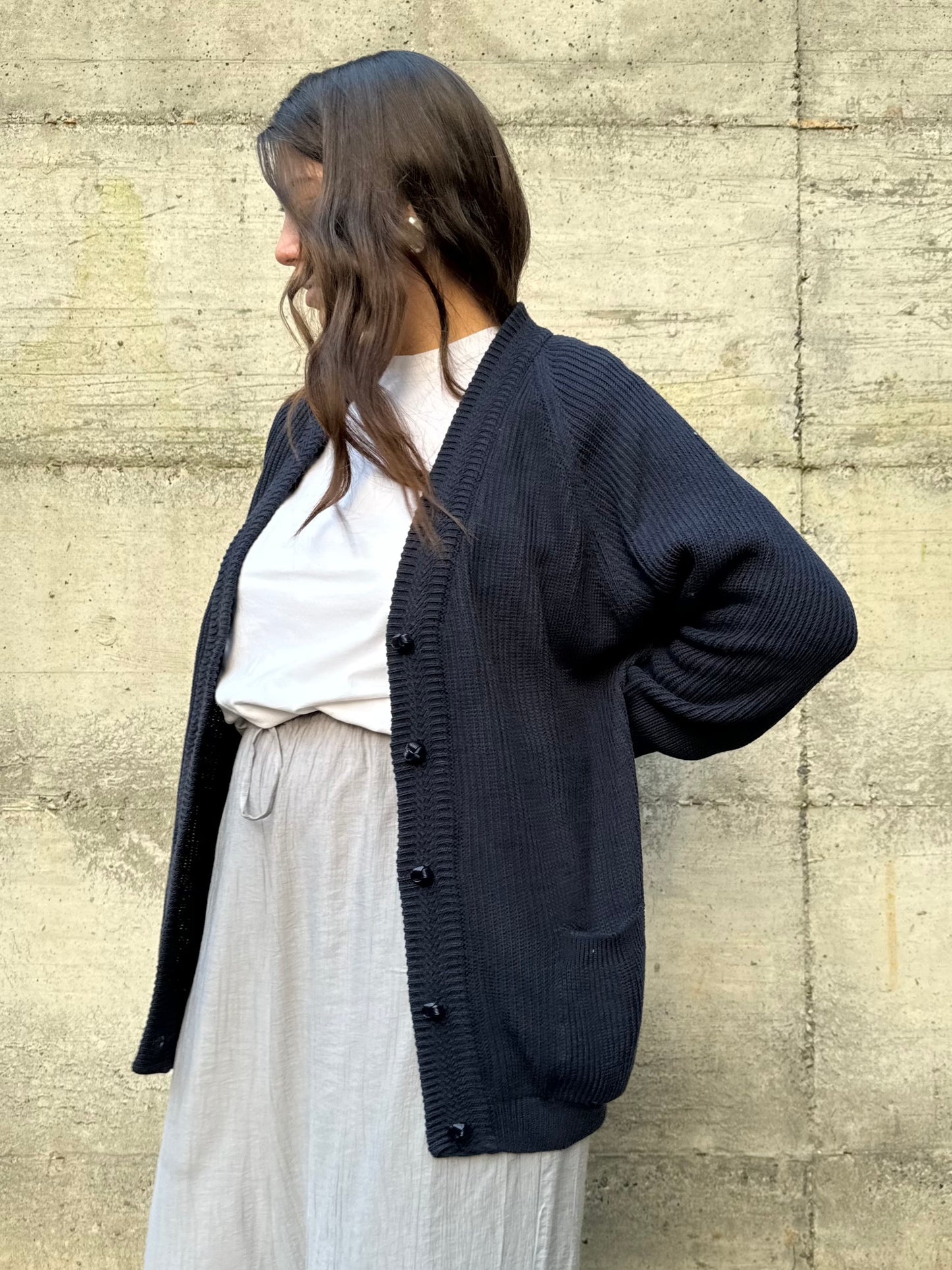 Cardigan donna tricot blu notte