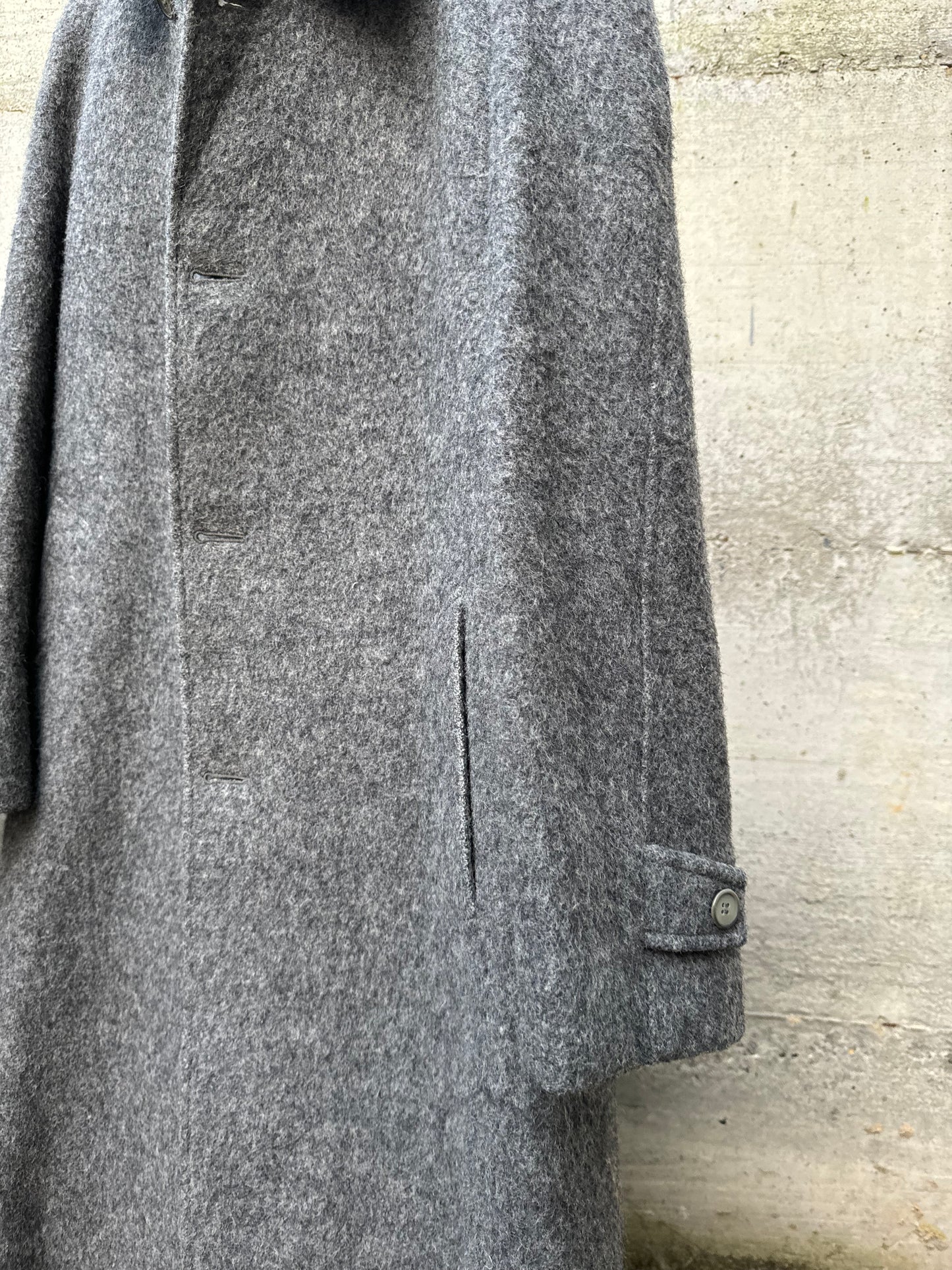 Cappotto lungo sartoriale grigio in misto lana e alpaca
