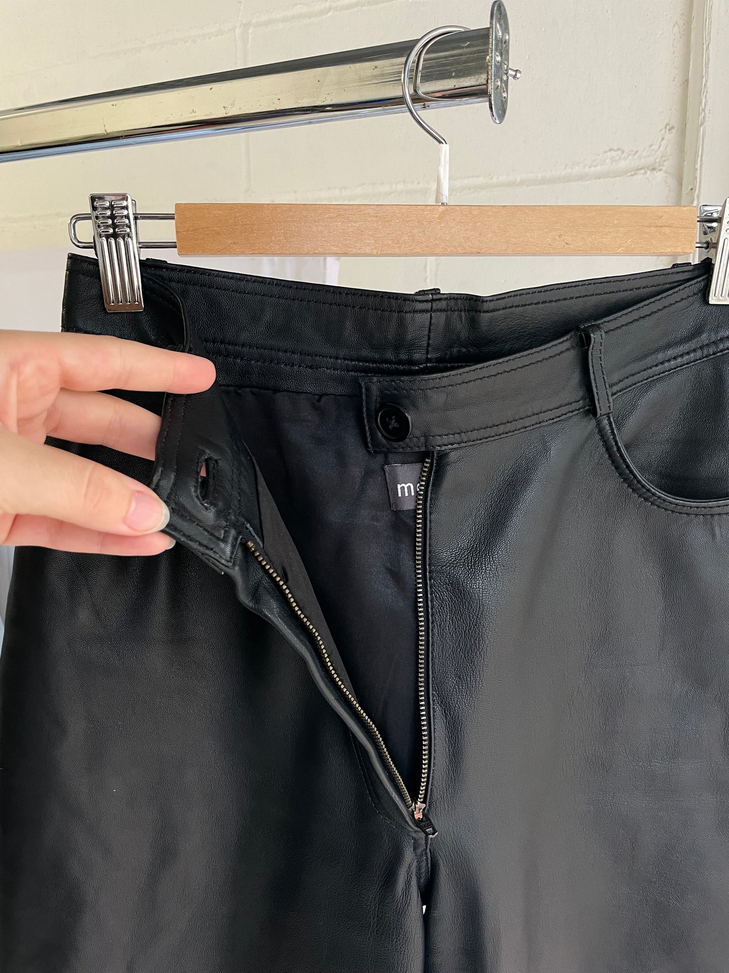 Pantalone vita alta nero in vera pelle - taglia 38/40it (XS/S)