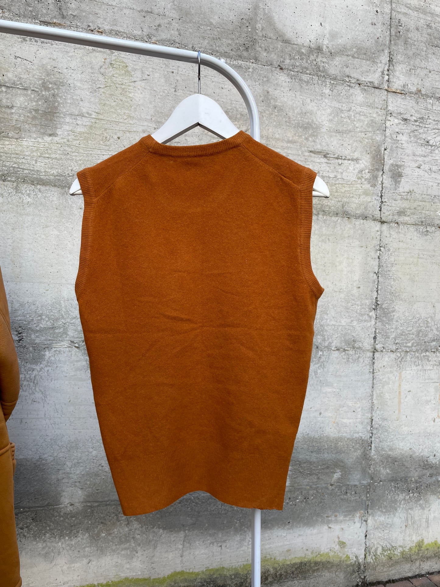 Gilet girocollo ruggine Benetton in misto lana e angora