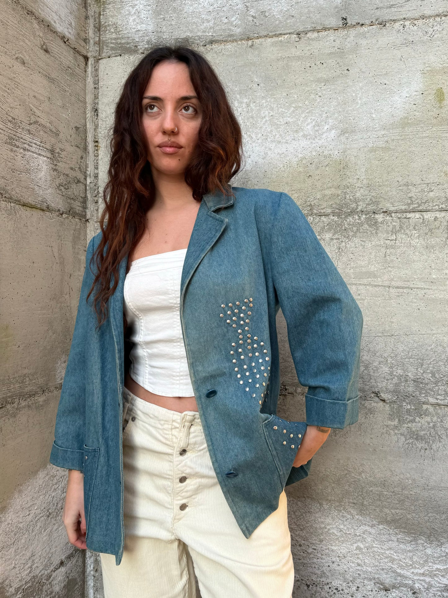 Blazer sartoriale denim lavaggio medio