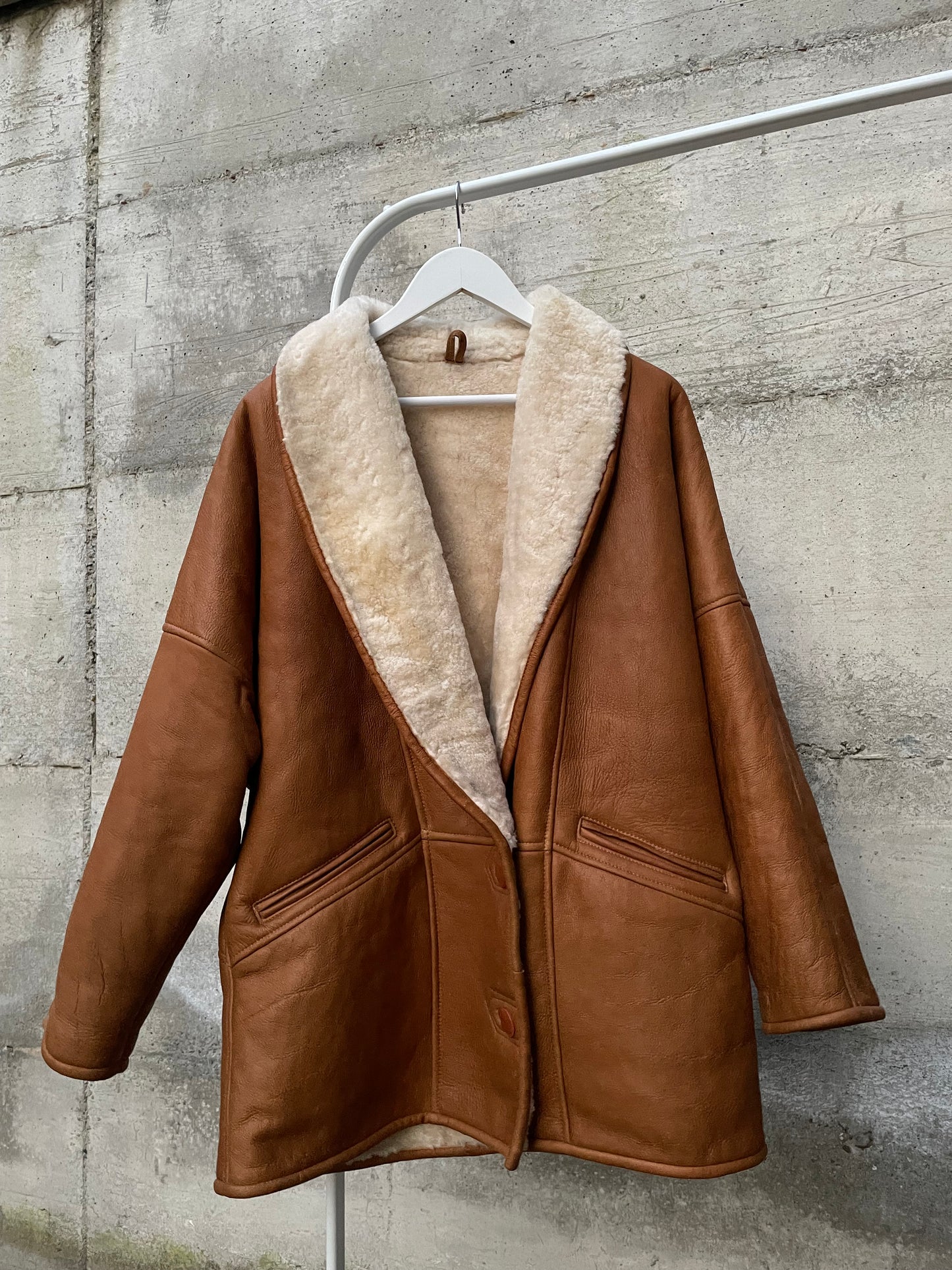 Montone originale Shearling in pelle caramello - taglia 46it donna