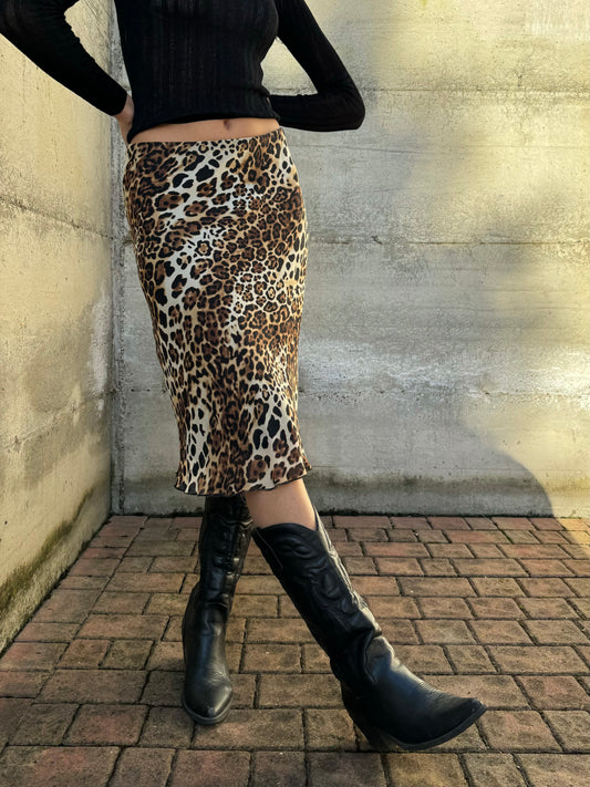 Gonna midi Y2K animalier in viscosa