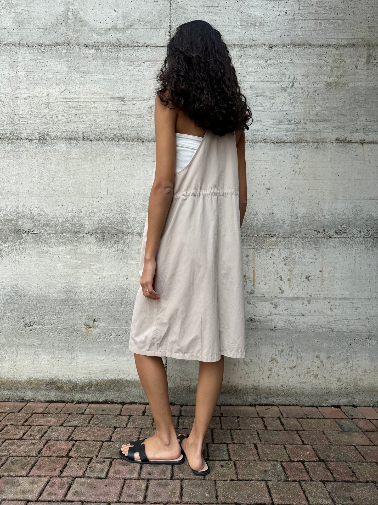 Salopette gonna midi in cotone sabbia taglia 44it