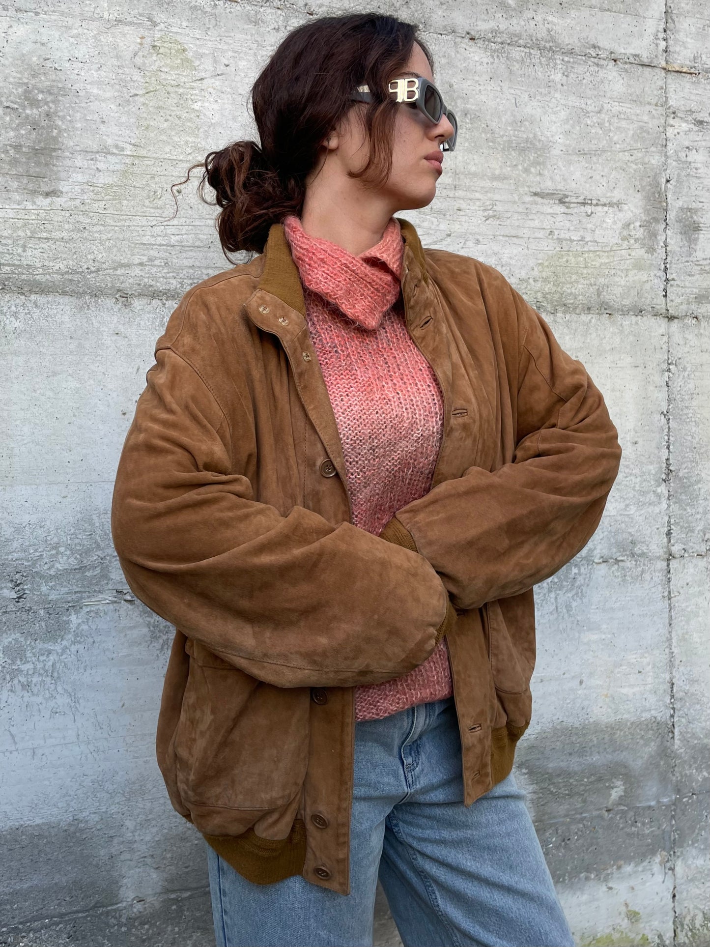 Bomber suede oversize color cognac