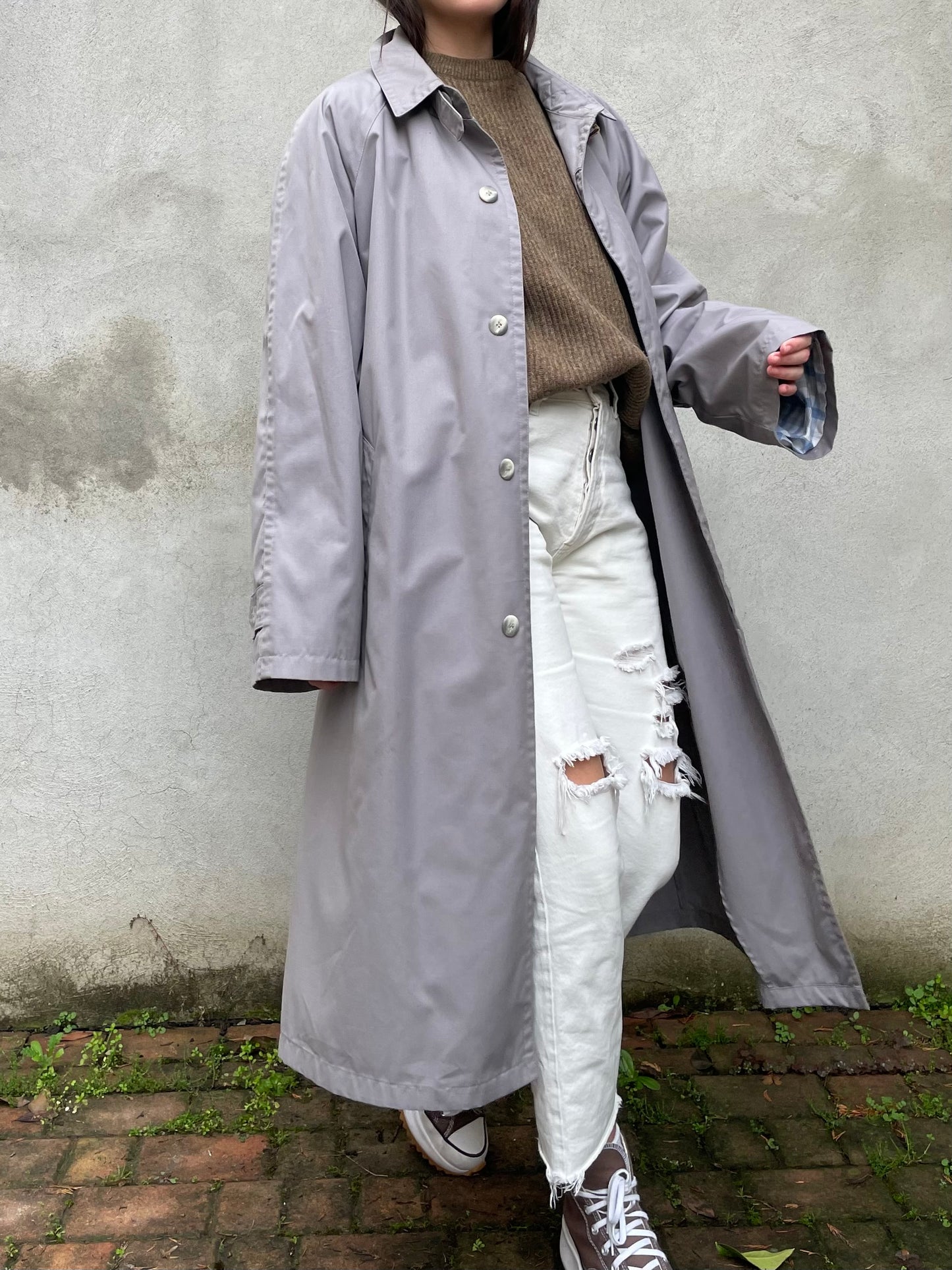 Trenchcoat lungo monopetto glicine