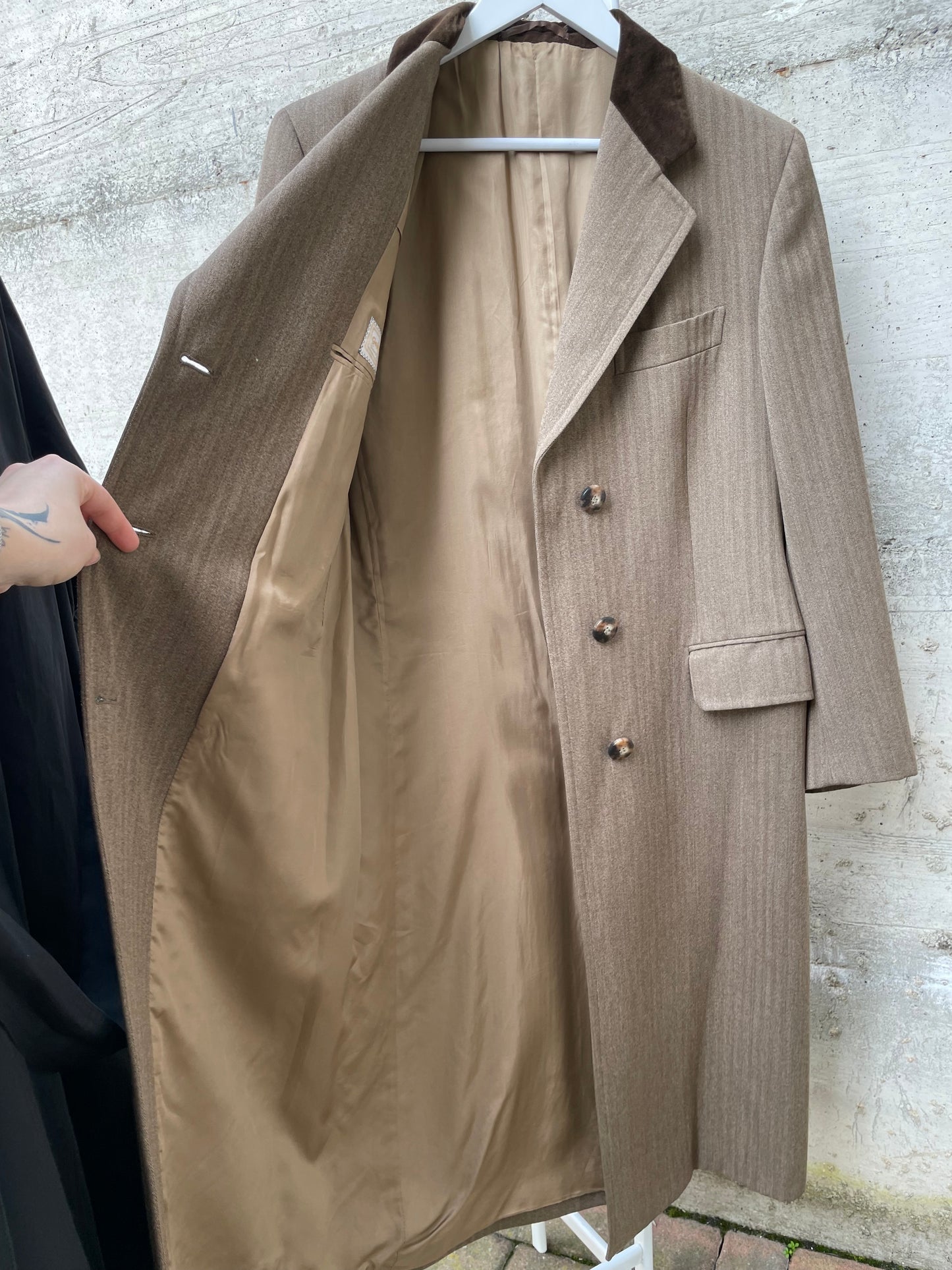 Soprabito cachi gessato mezza stagione 100% lana - 44it donna